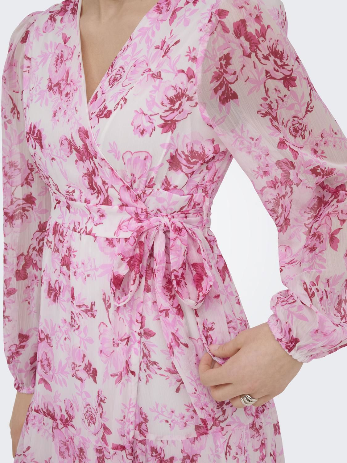 Onlmiriam Ls Wrap Midi Dress Cs Wvn Rosa