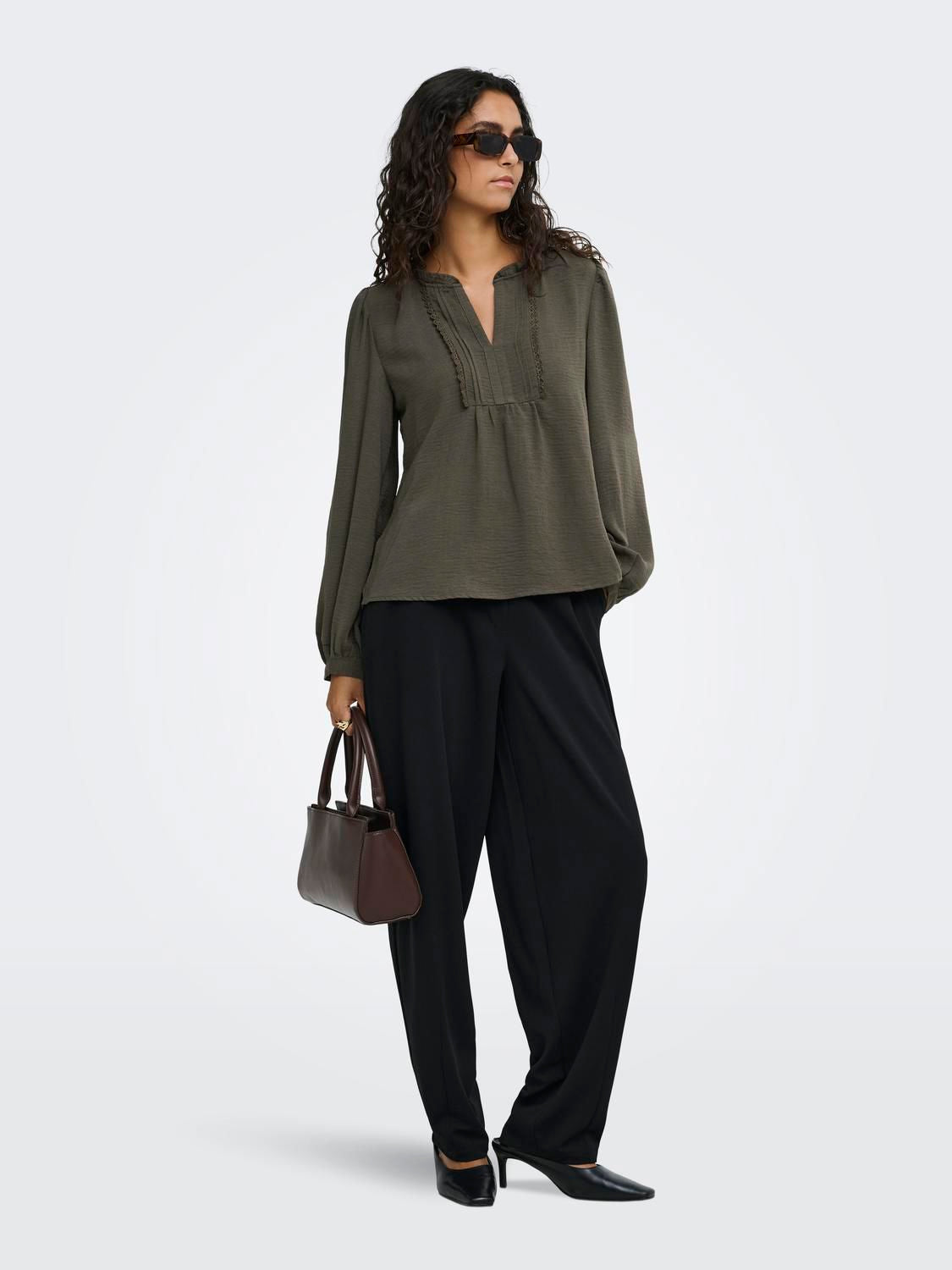 Jdyrachel Life L/s Pintuck Top Wvn Noos Grønn