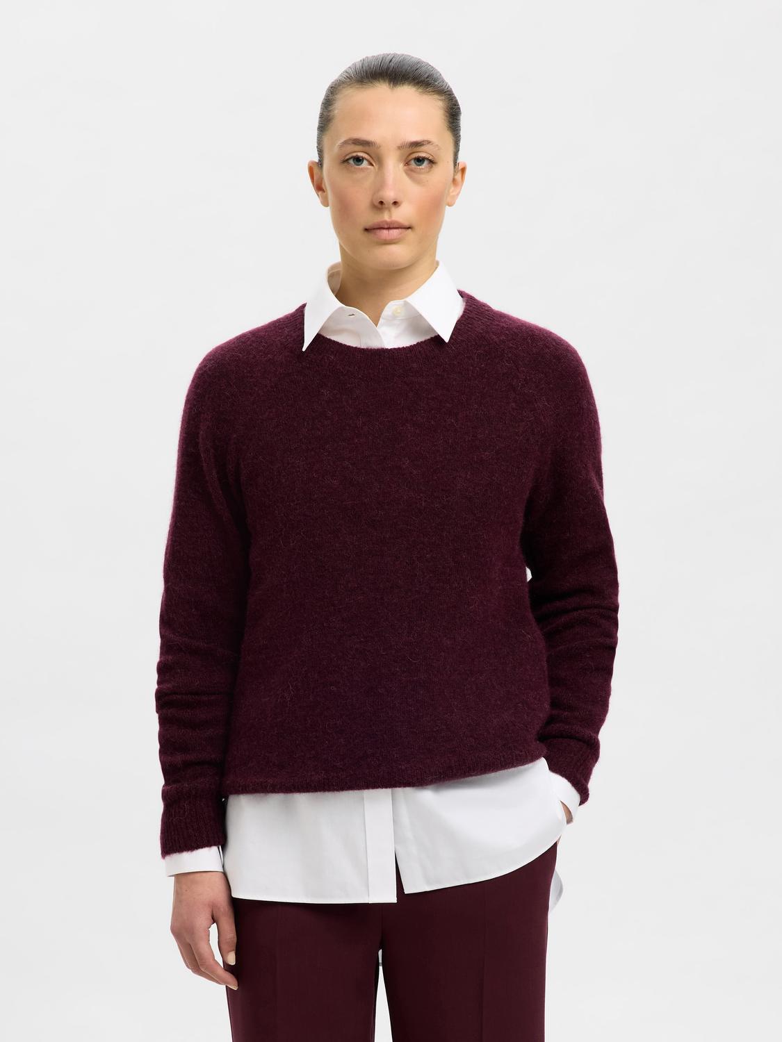 Slflulu Ls Knit O-Neck Noos Lilla