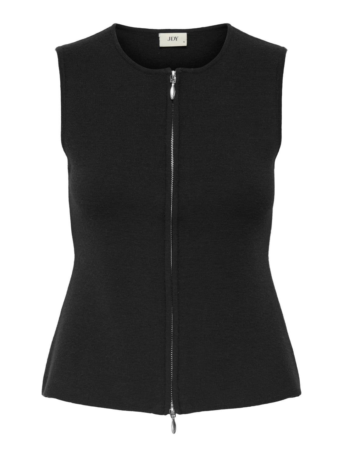 Jdyriley S/l O-Neck Two Way Zip Vest Knt Sort