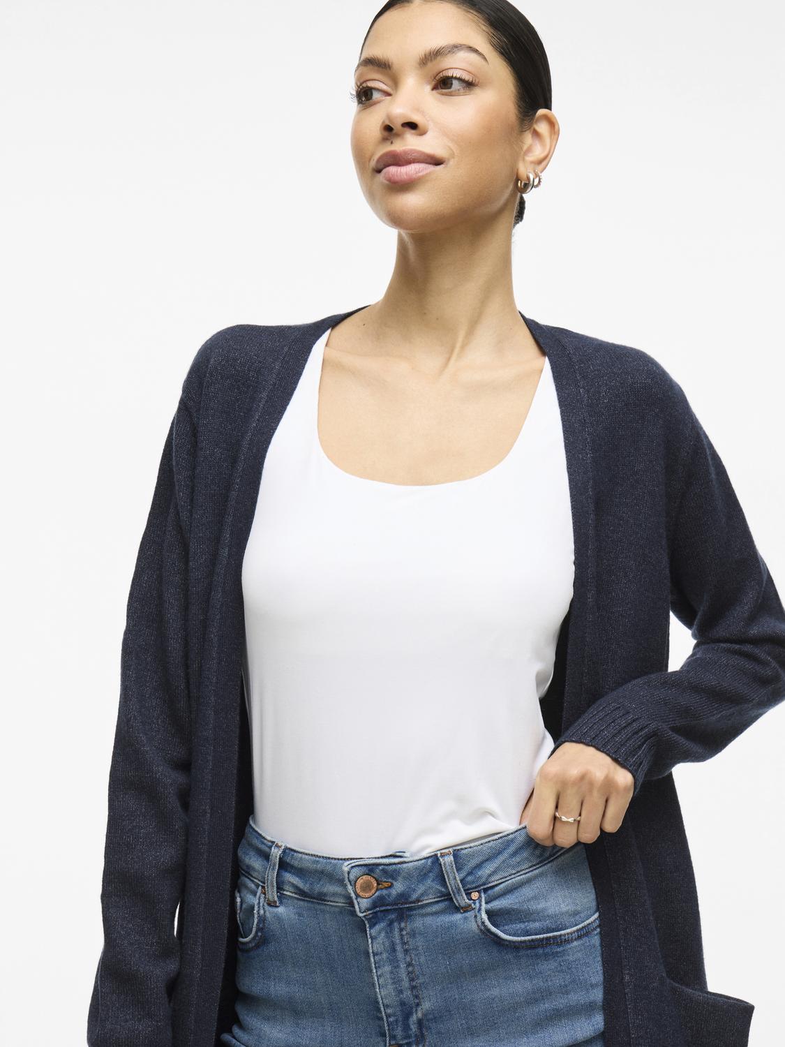Viril Open L/s Knit Cardigan - Noos Mellomblå