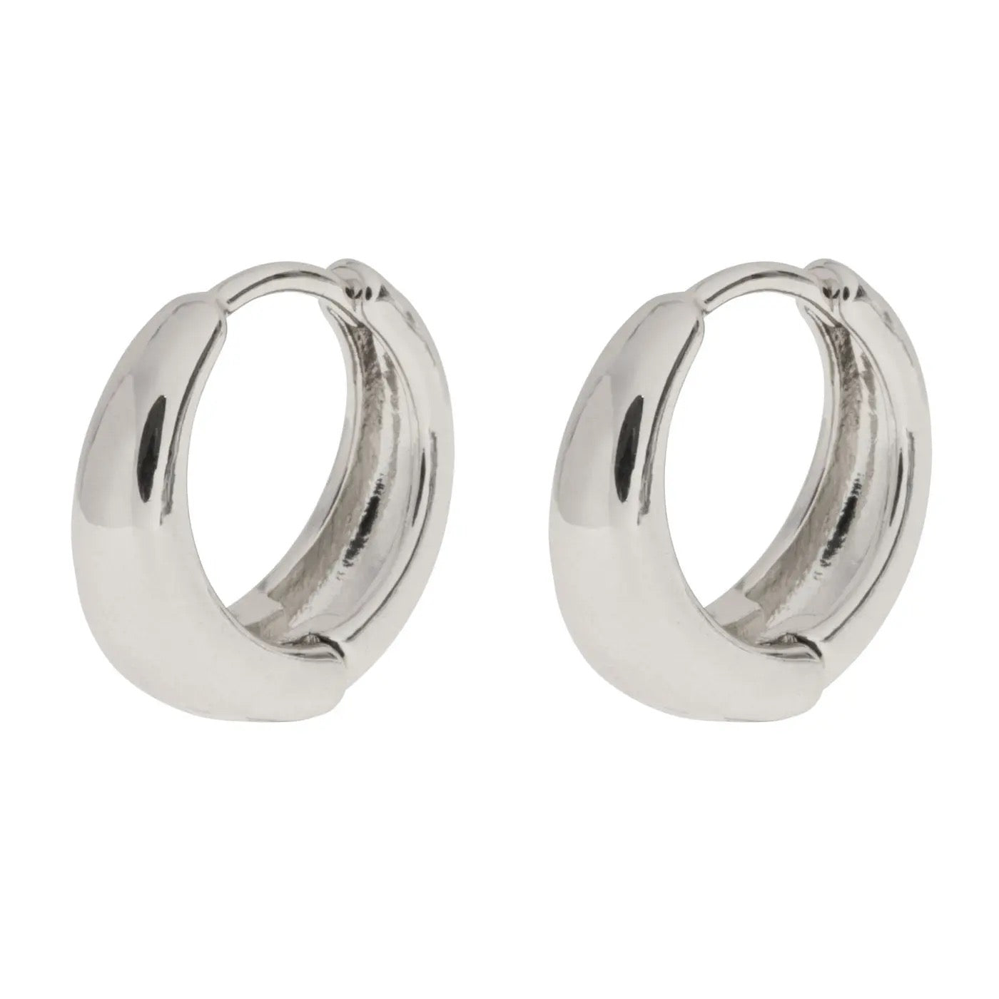 Faye - Classic Wide Hoop Earrings - Silver