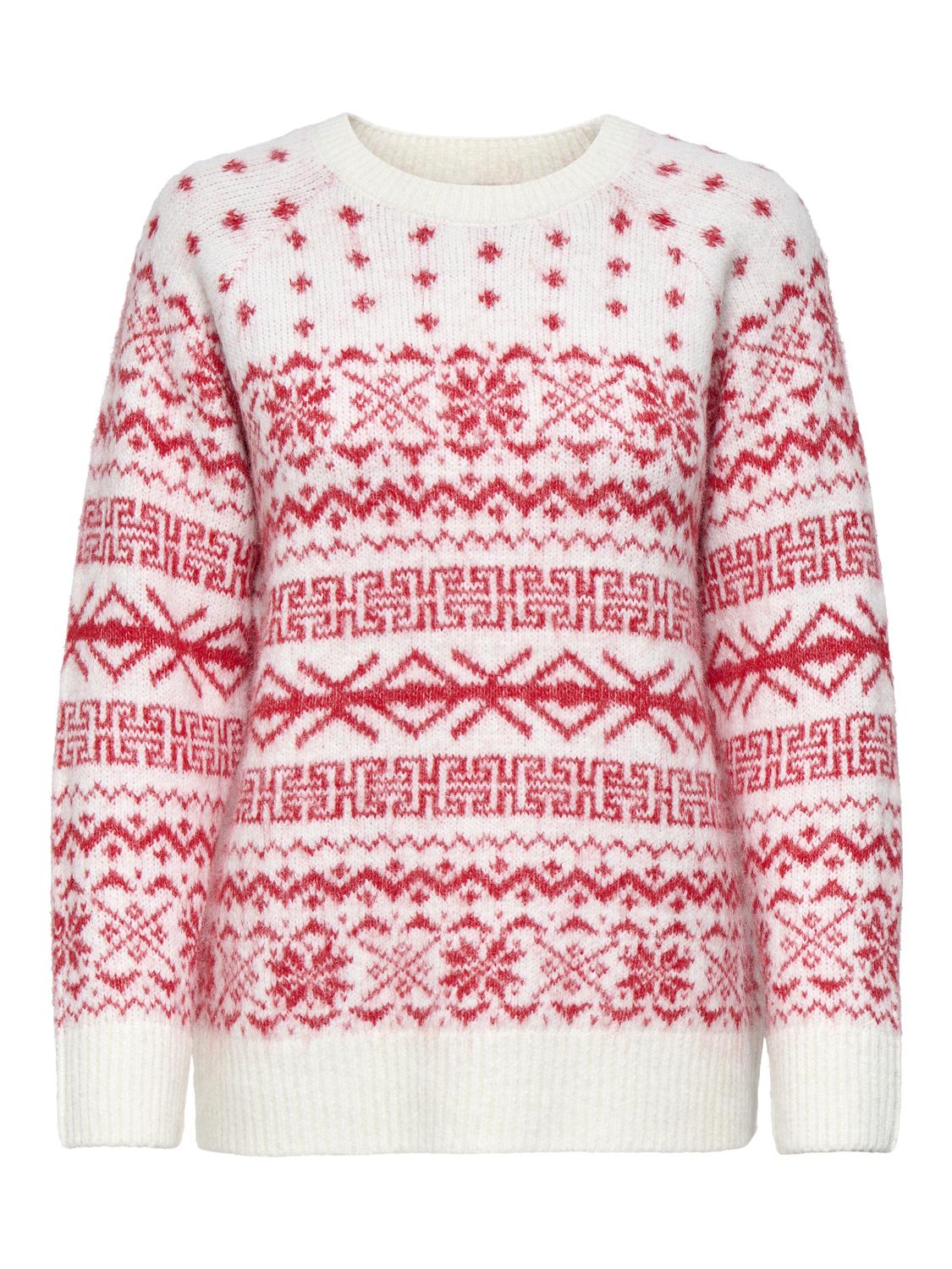 Onlxmas Nordic Ls O-Neck Knt Hvit