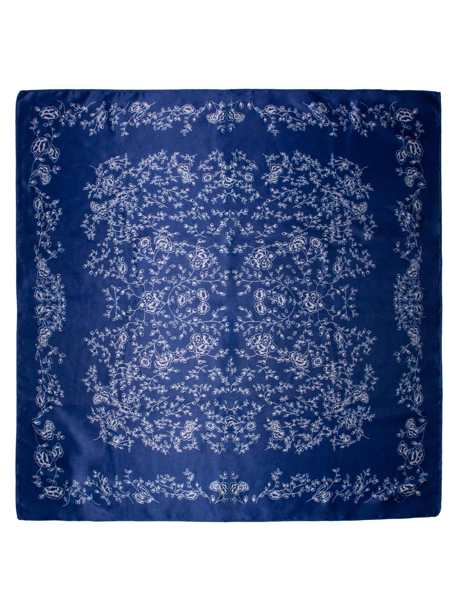 Skjerf m/grener 70x70 Blå