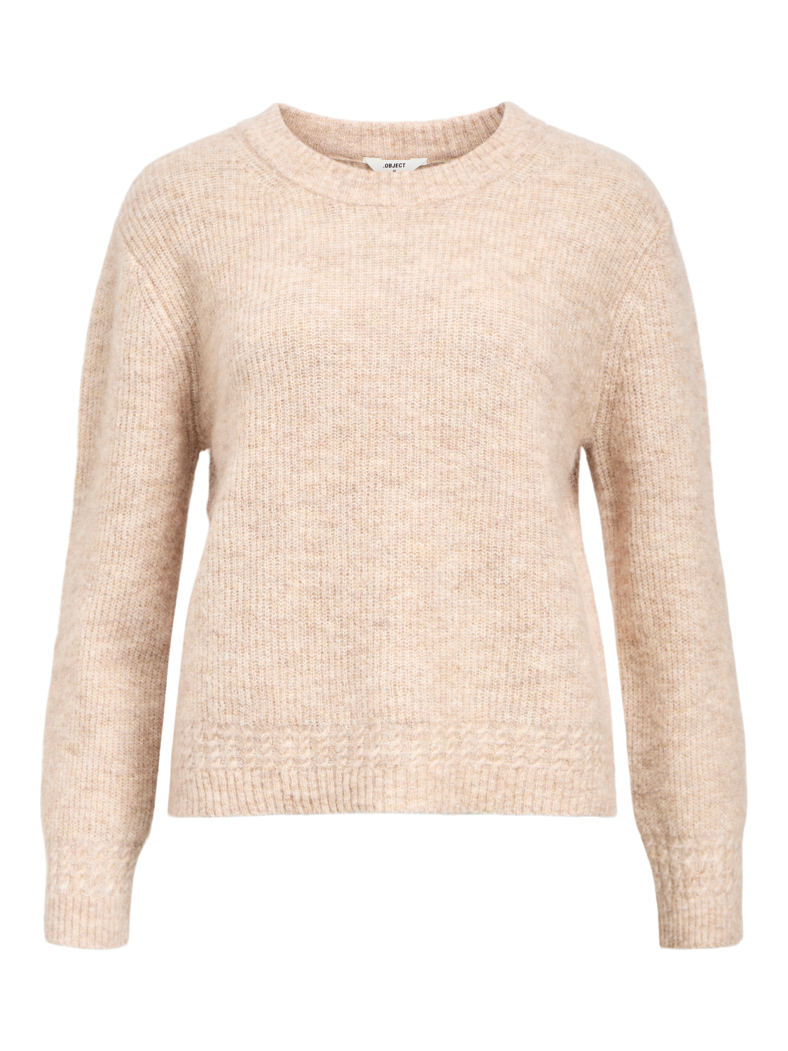Objabby Ls Re O-Neck Knit Noos Beige