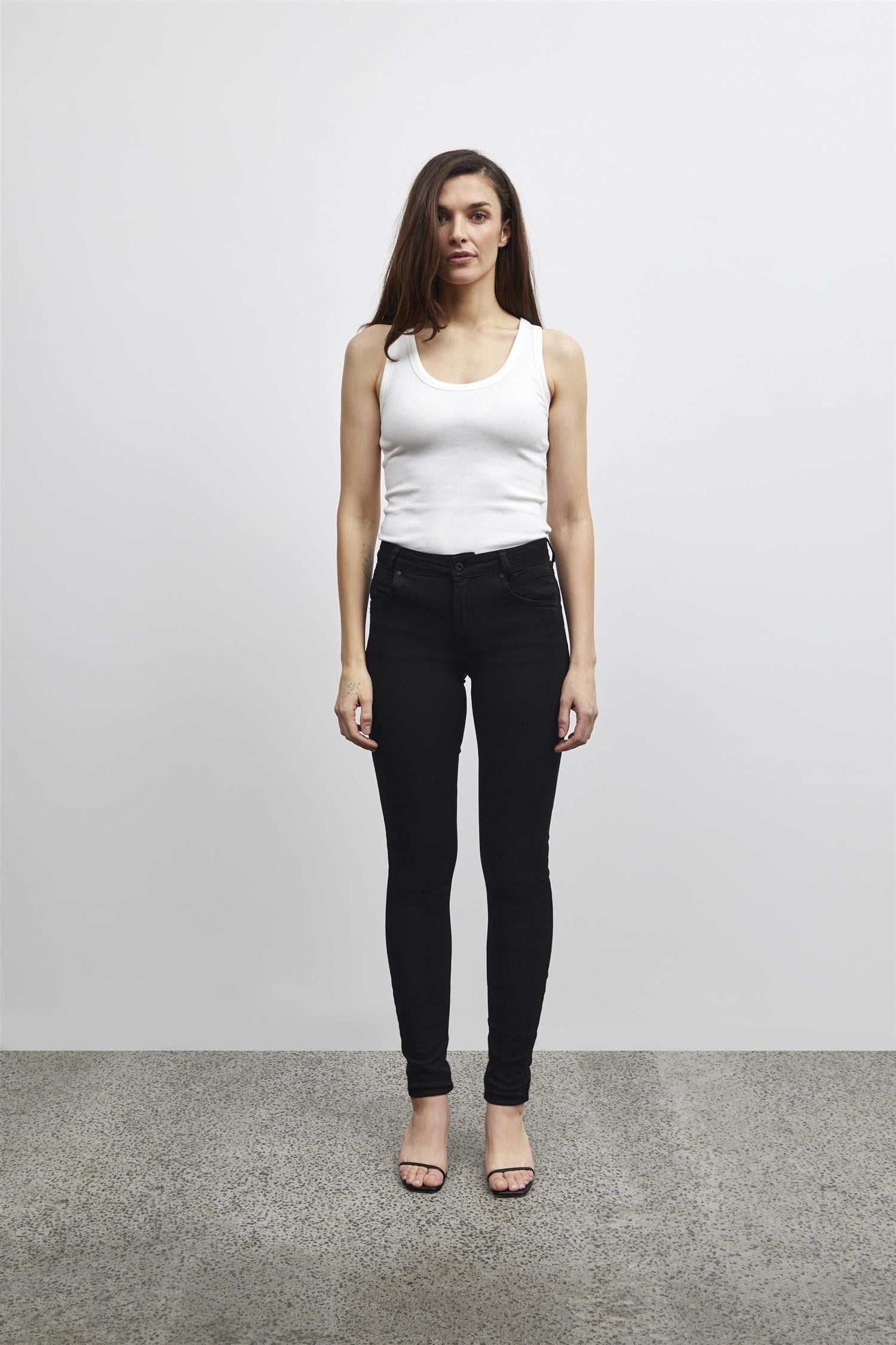 Pzcarmen Hw Jeans Skinny Leg Black Denim