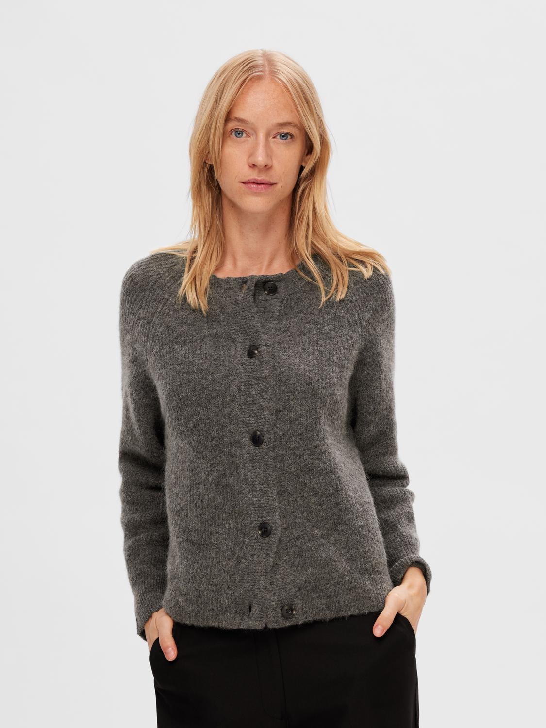 Slflulu Ls Knit Short Cardigan Noos Grå