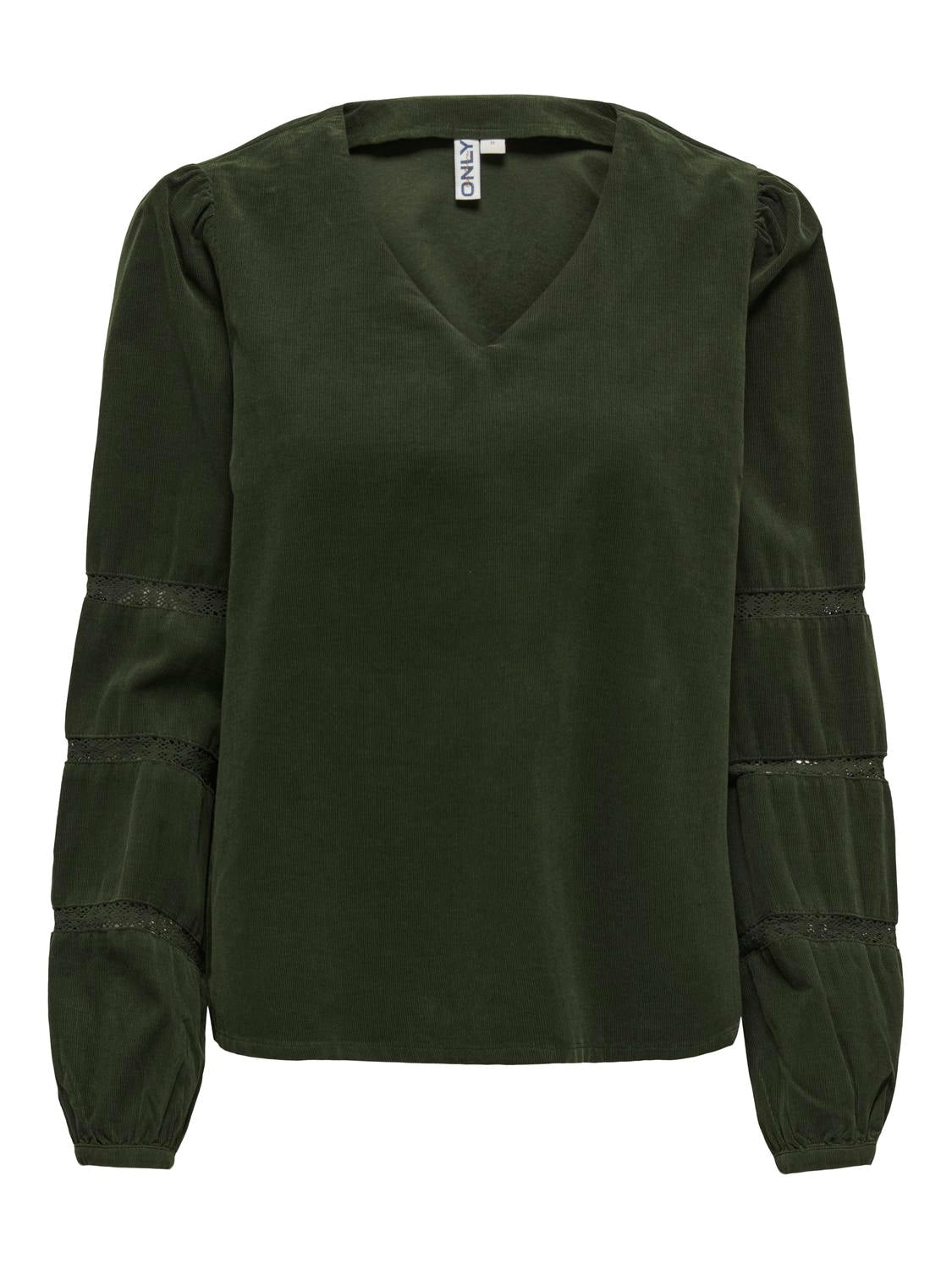 Onlaime L/s Cord Tape Blouse Pnt Ox Mørkegrønn