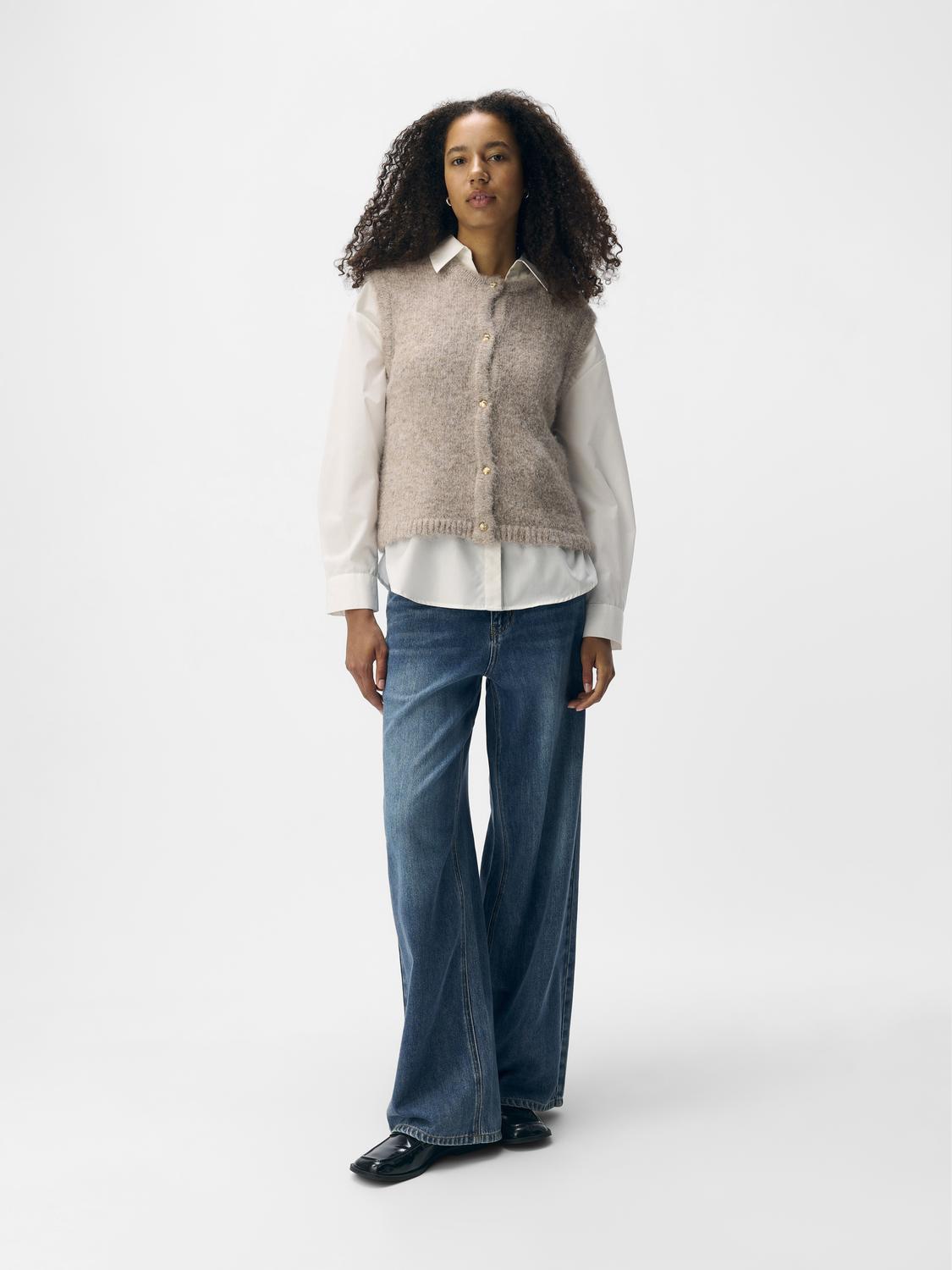 Objsaggia Re Knit Vest Cardigan Noos Beige