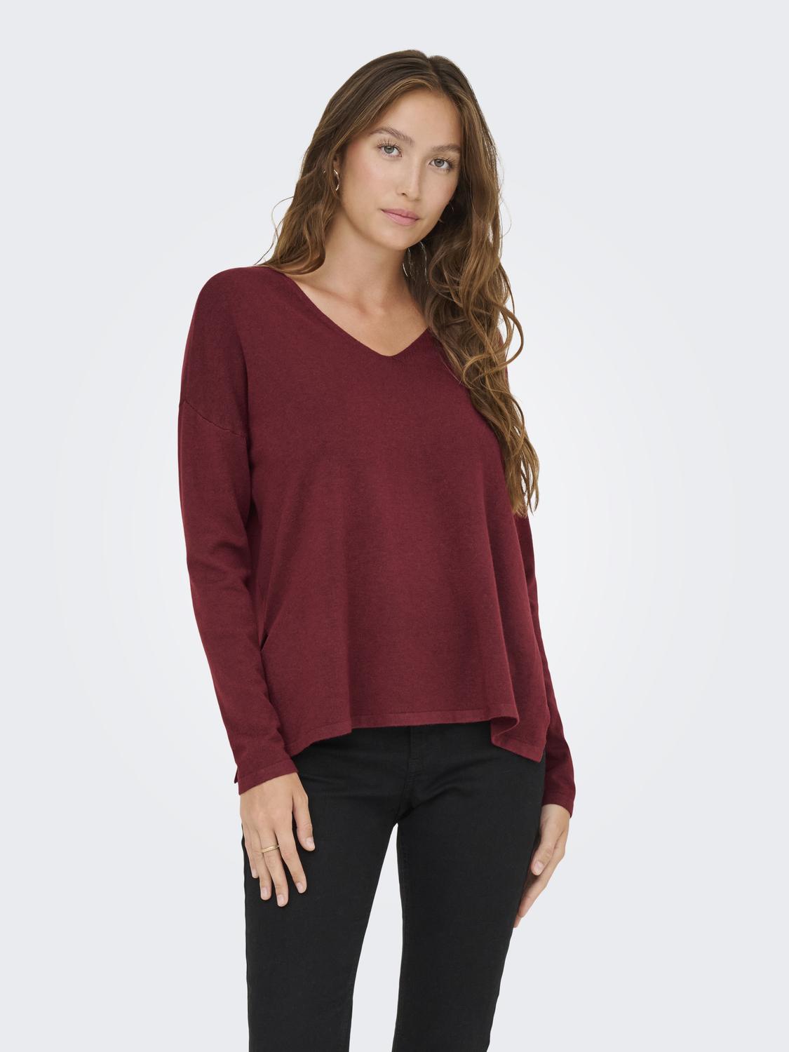 Onlamalio Life Ls V-Neck Knt Mørkelilla