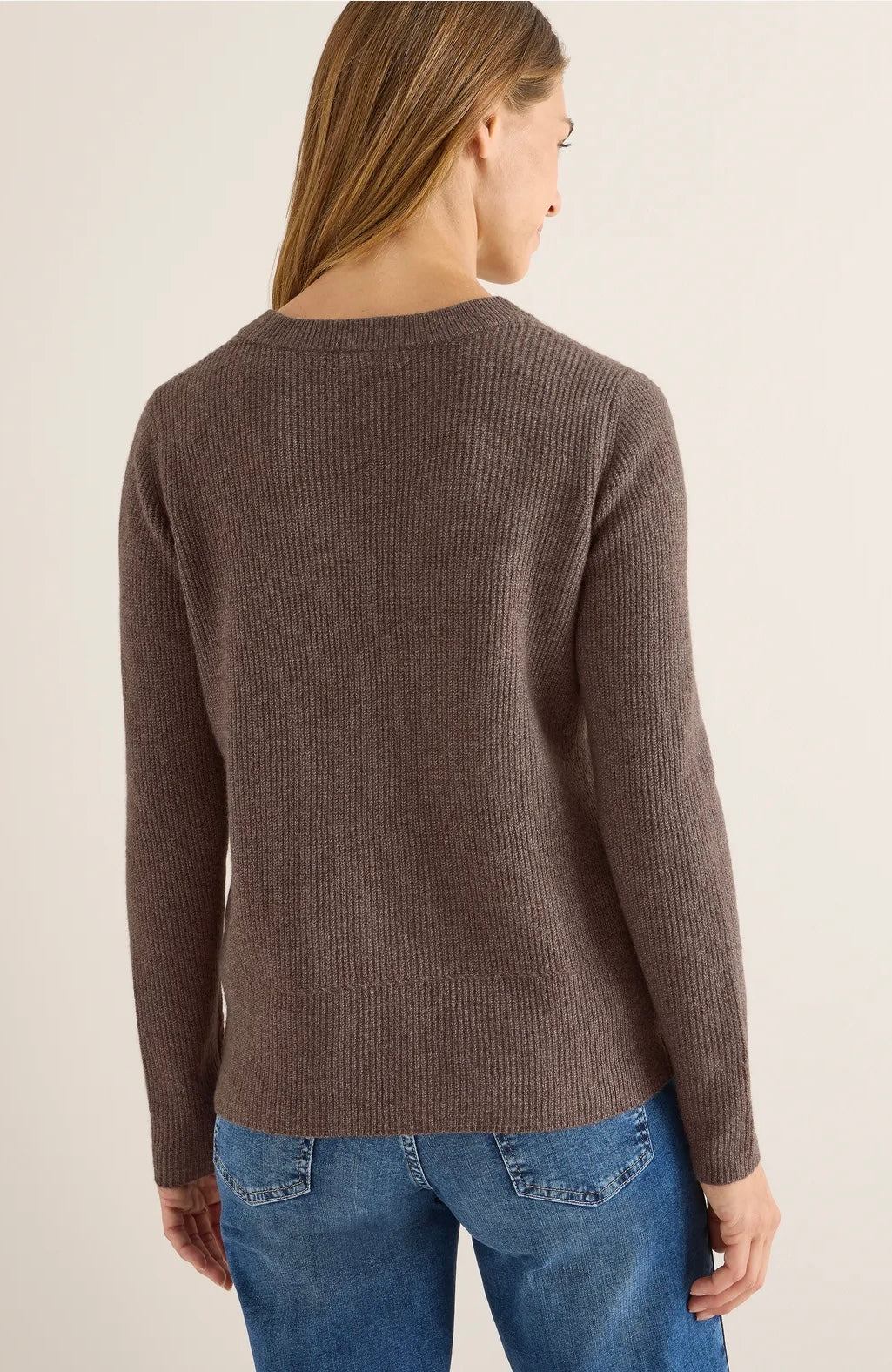 Cosy rib-mix sweater Brun