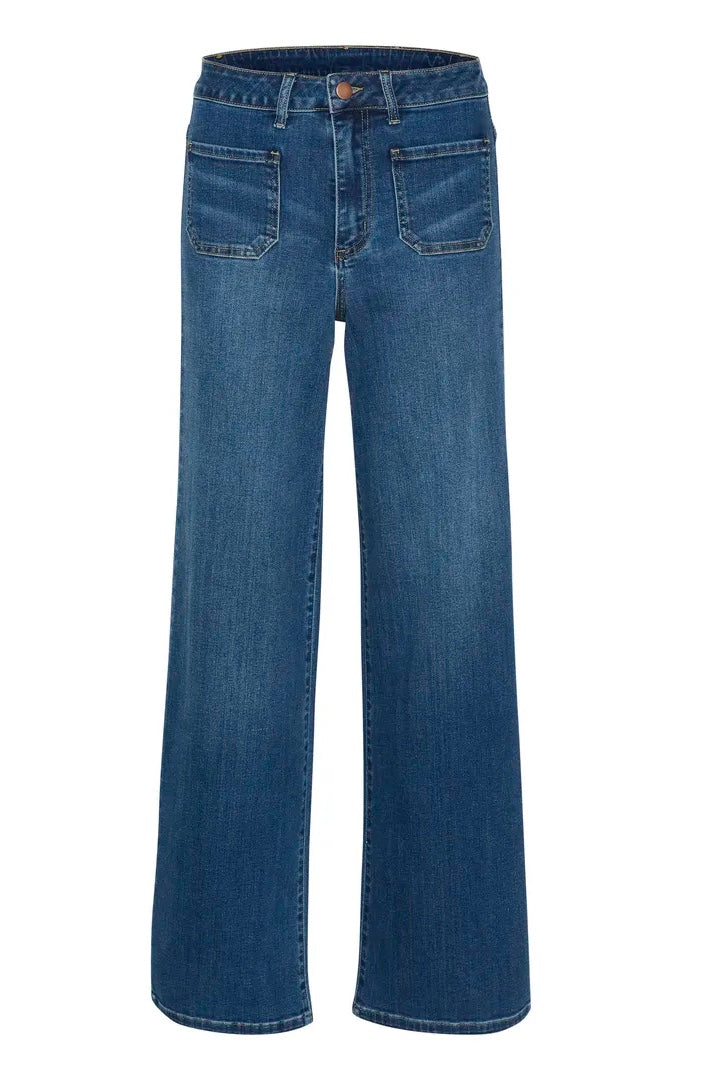 KAkarla HW flared jeans Blå