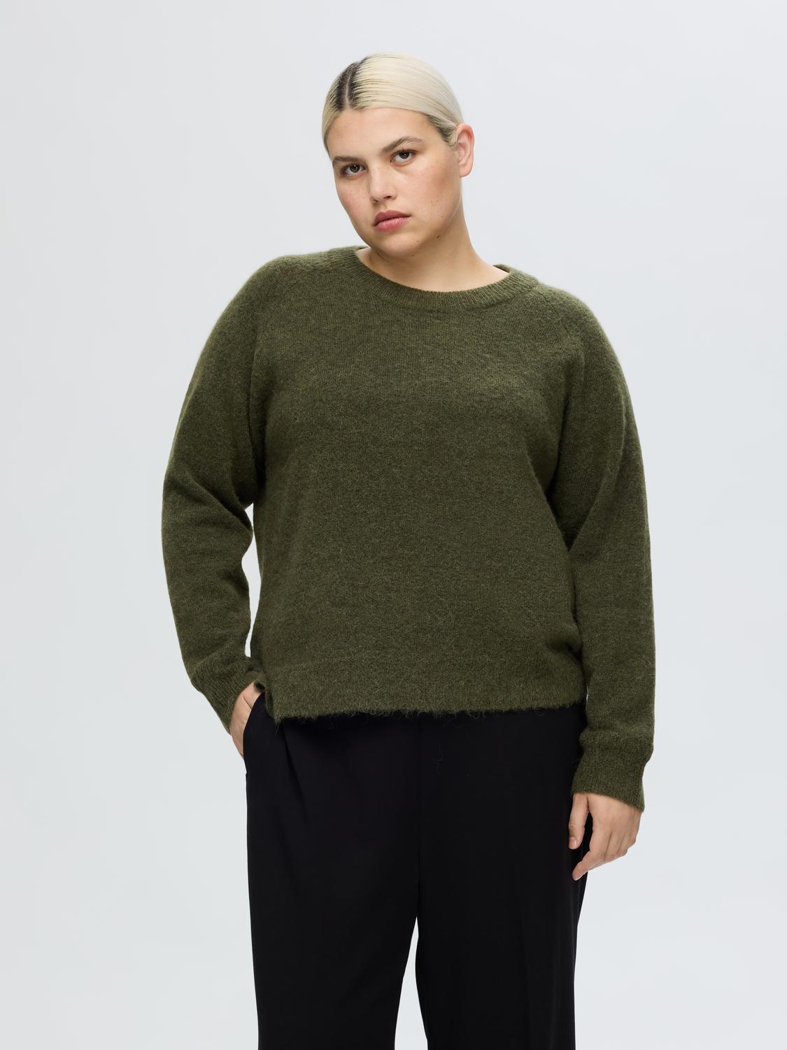 Slflulu Ls Knit O-Neck Noos Mellomgrønn