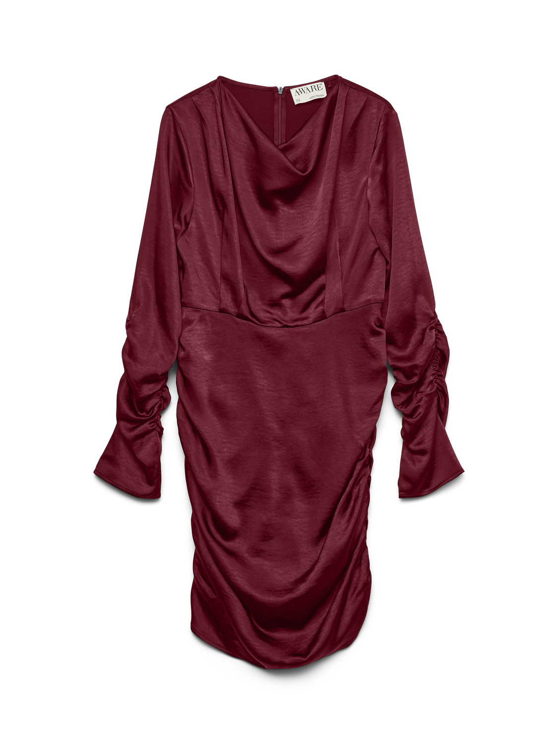 Awbea Ls Cowl Neck Short Dress Mørkerød