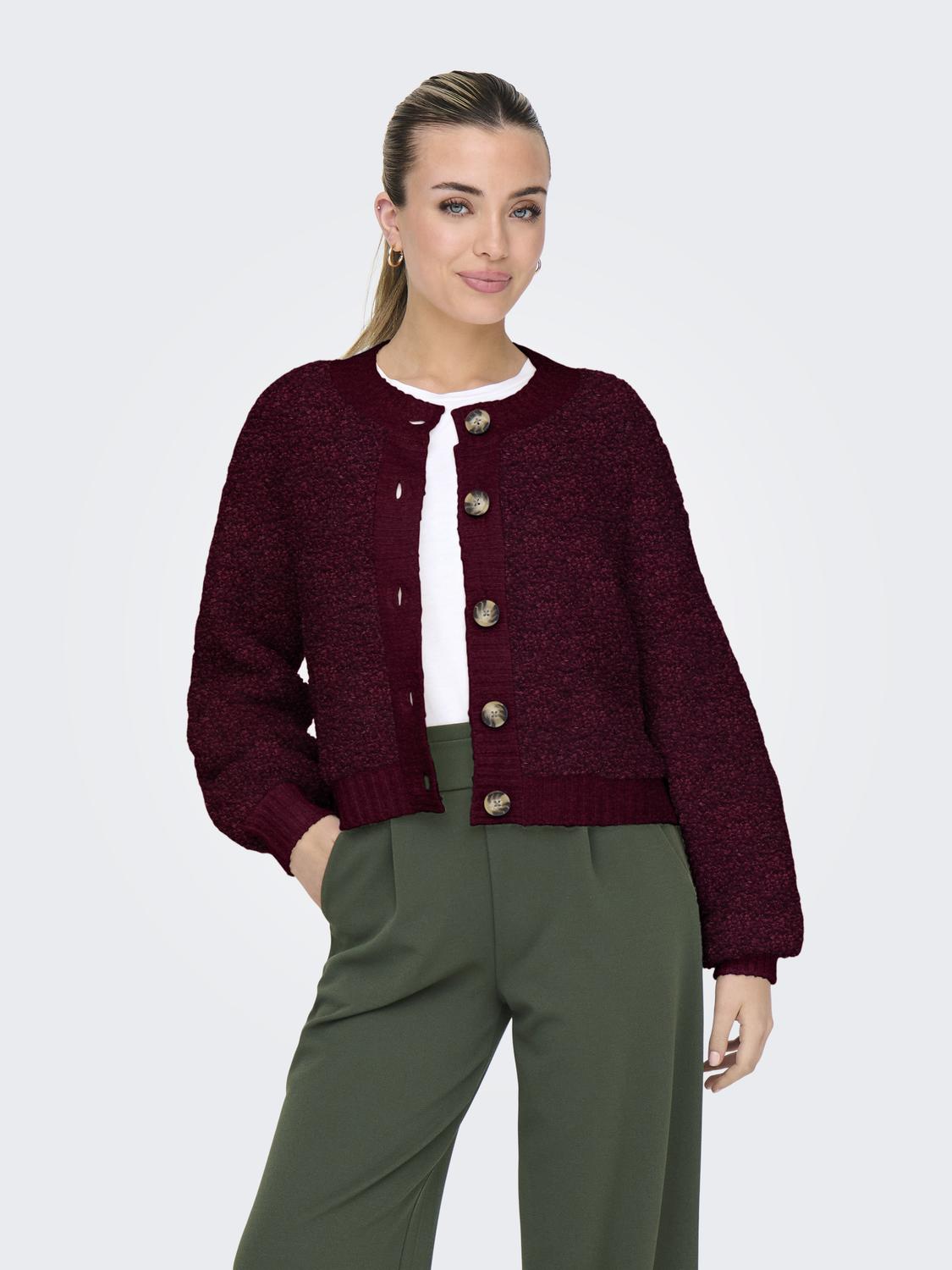 Jdyeira Life L/s Oneck Cardigan Knt Noos Mørkelilla