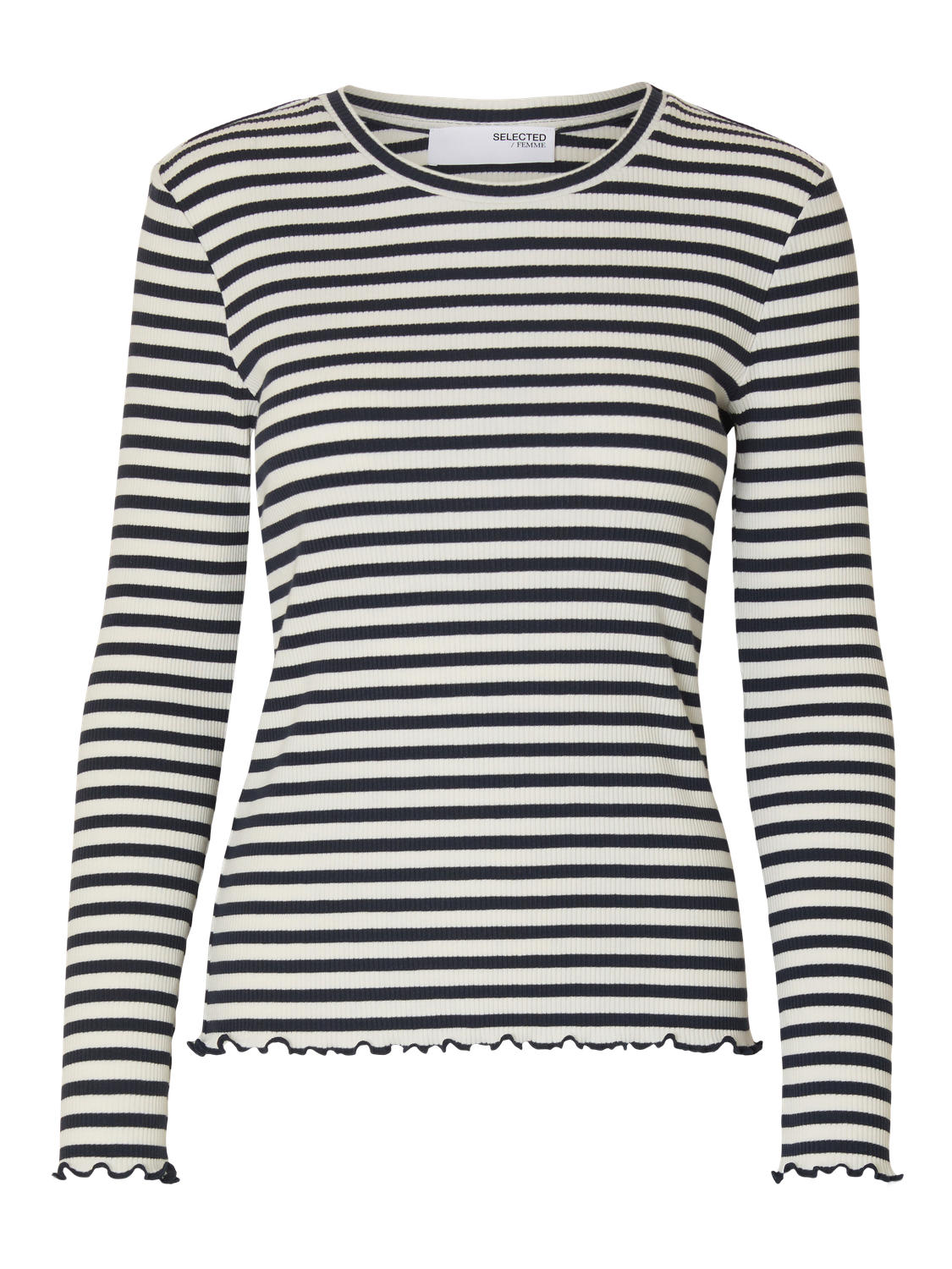 SLFANNA LS CREW NECK TEE STR NOOS Mørkeblå