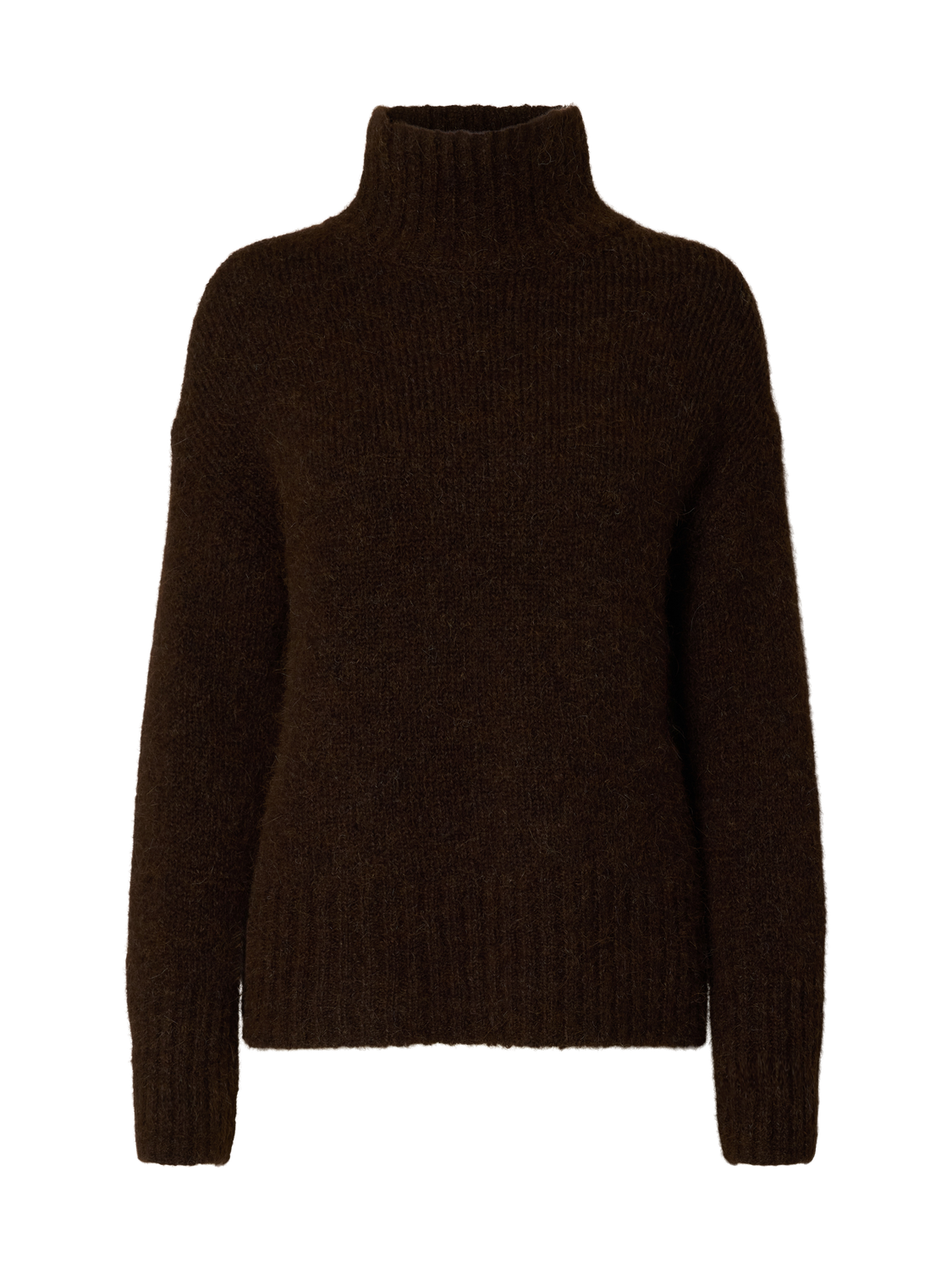 Slfgabriella Ls Knit High Neck Noos Mørkebrun