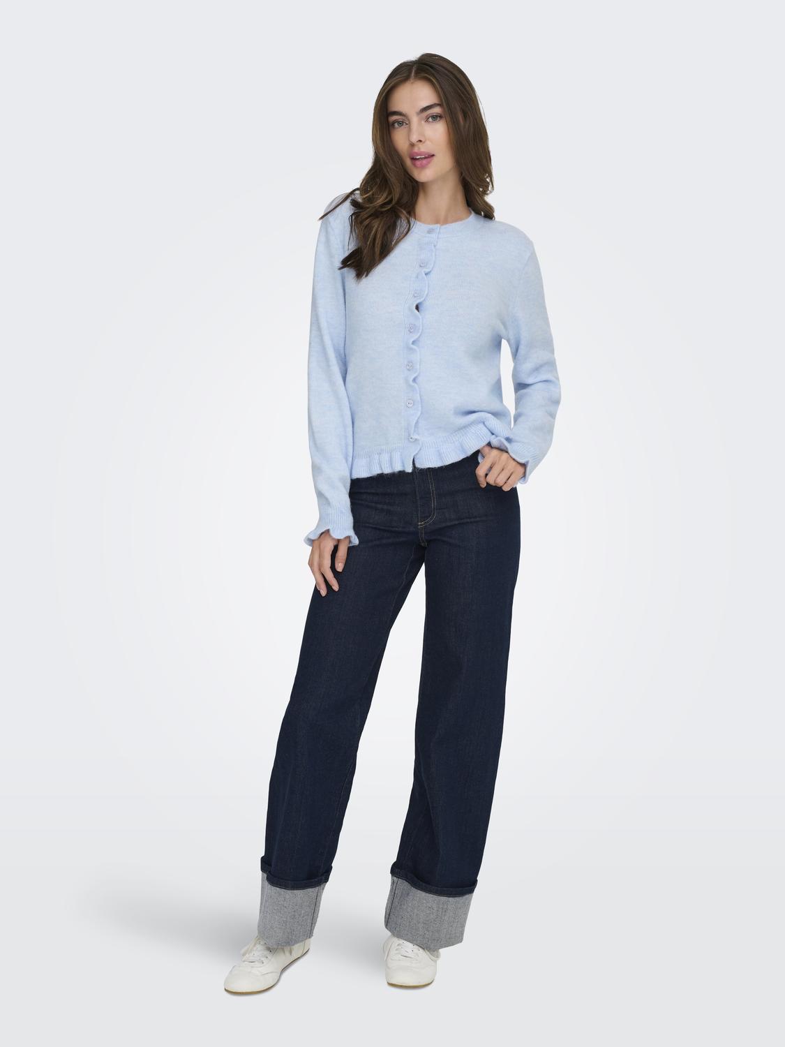 Jdyletty L/s On Frill Cardigan Knt Noos Blå