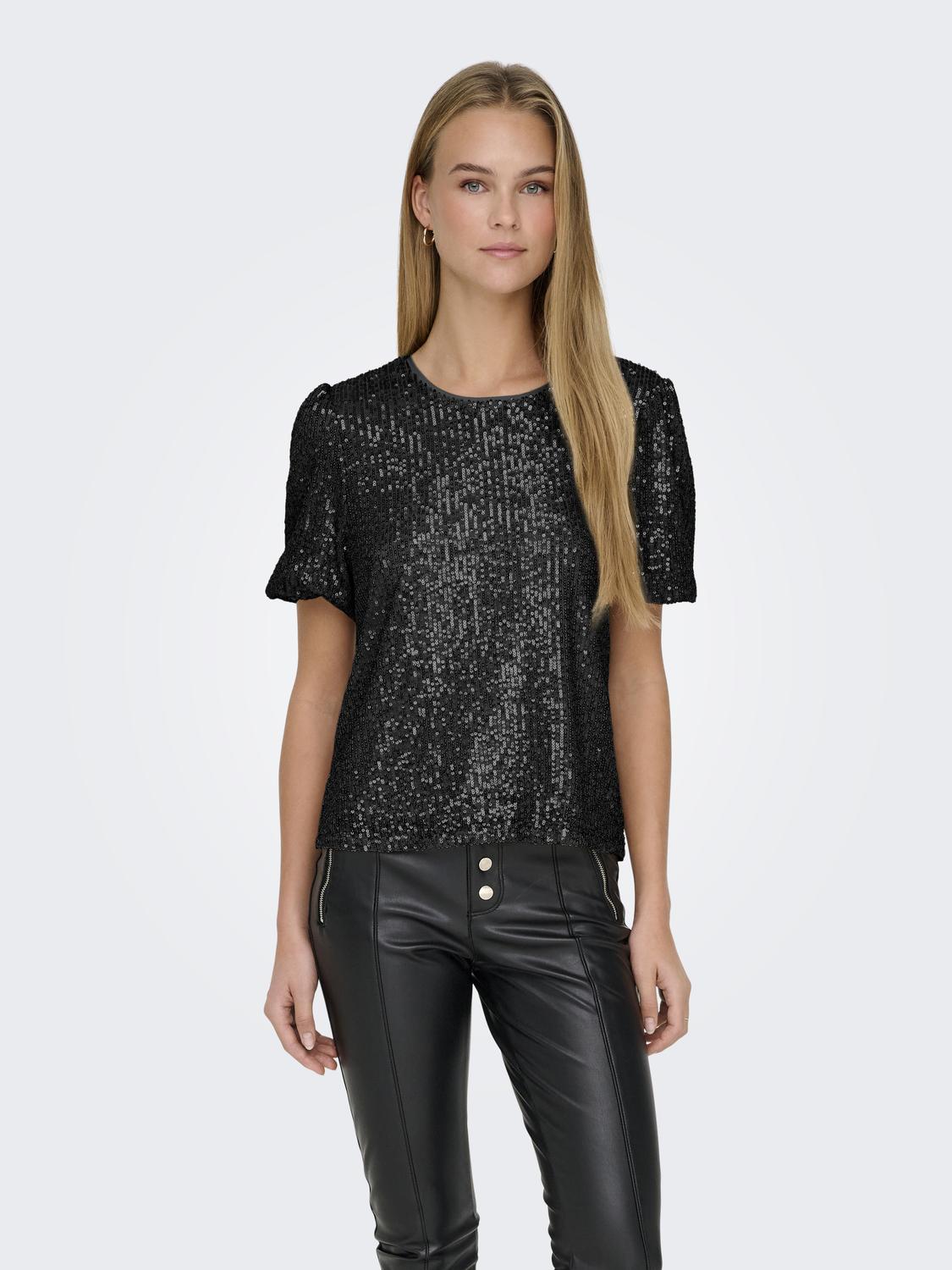 Onlana S/s Loose Sequins Top Jrs Sort