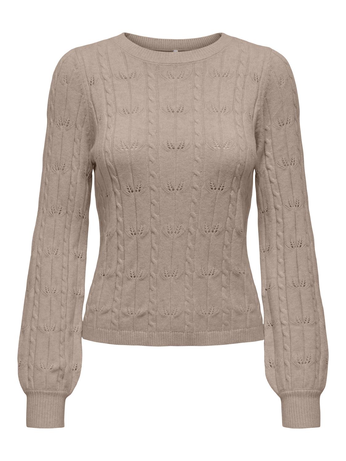 Onlkatia Ls Structure O-Neck Pull Cc Knt Beige