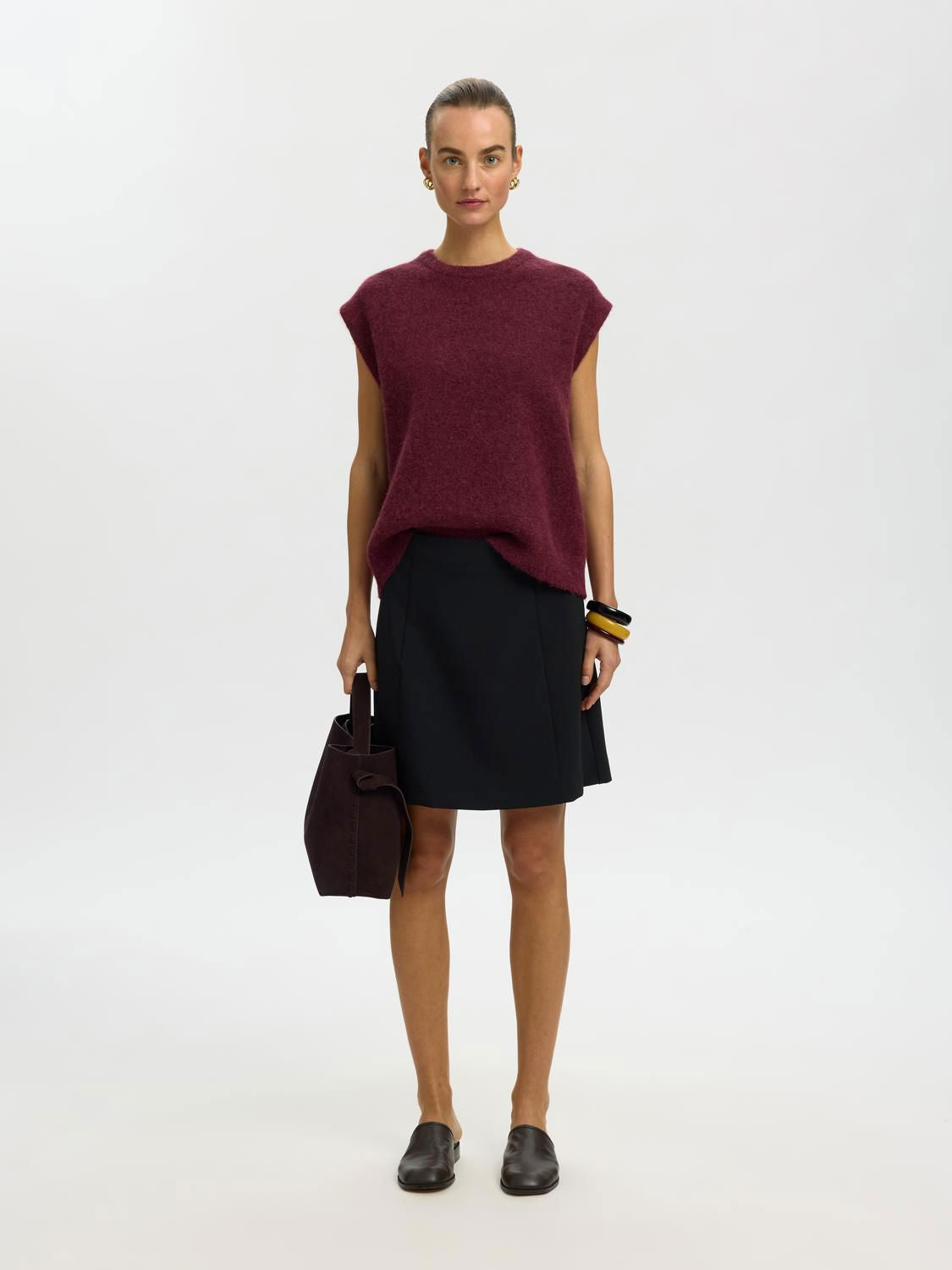 Slwlulu Sl Knit Vest Noos Burgunder