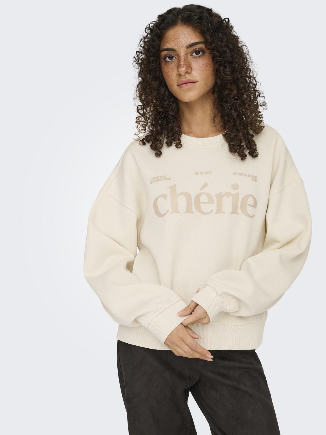 Onlbest L/s Print Crew Neck Swt Lysegrå