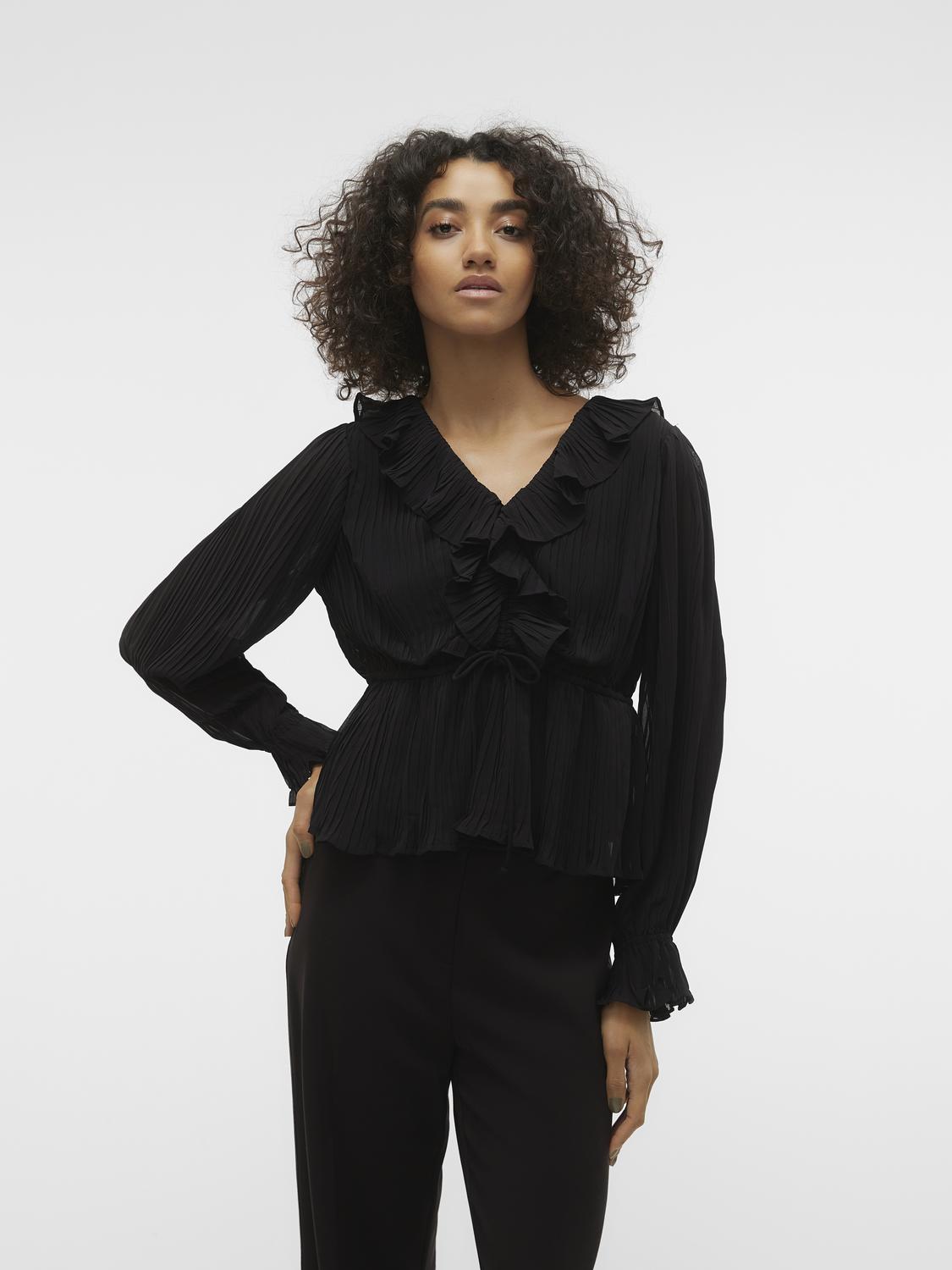 Vmdora L/s Frill Pleat Top Wvn Exp Sort