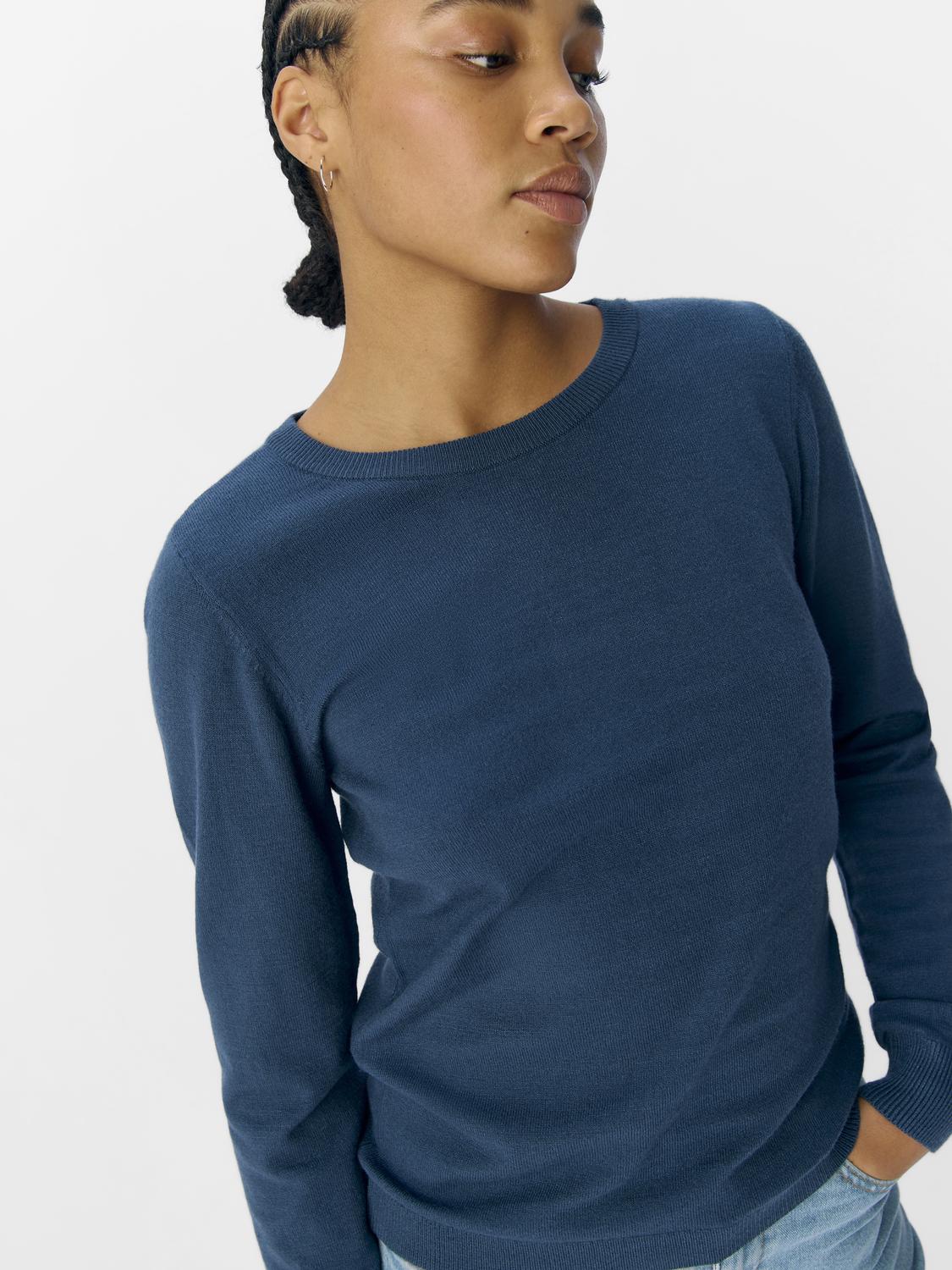 Objthess L/s O-Neck Knit Pullover Noos Mørkeblå