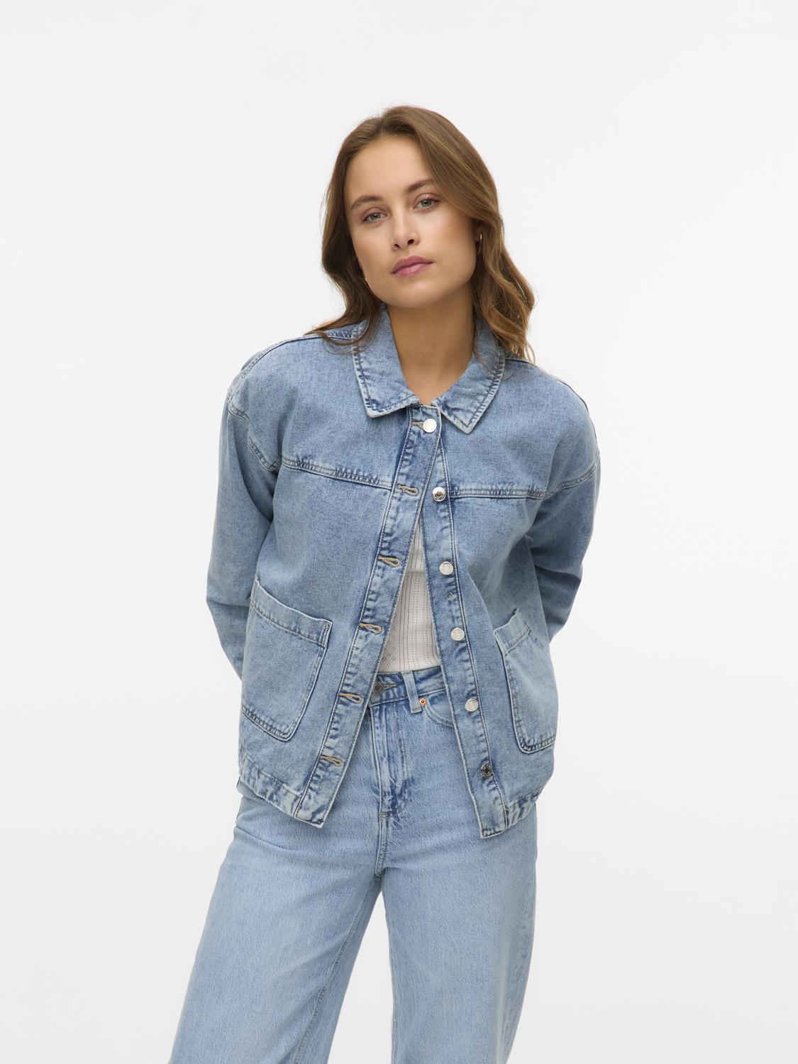 Vmjamie Ls Denim Shacket Mix Ga Noos Blå