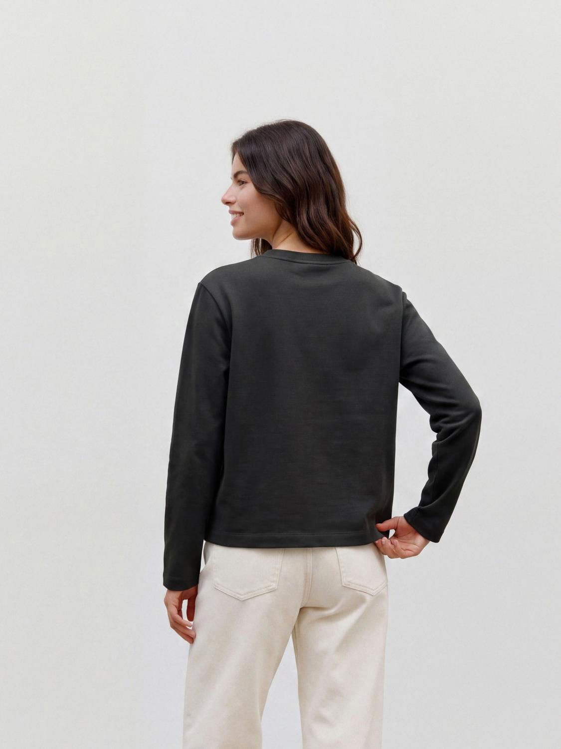 Awnaima Ls O-Neck Boxy Top Noos Sort