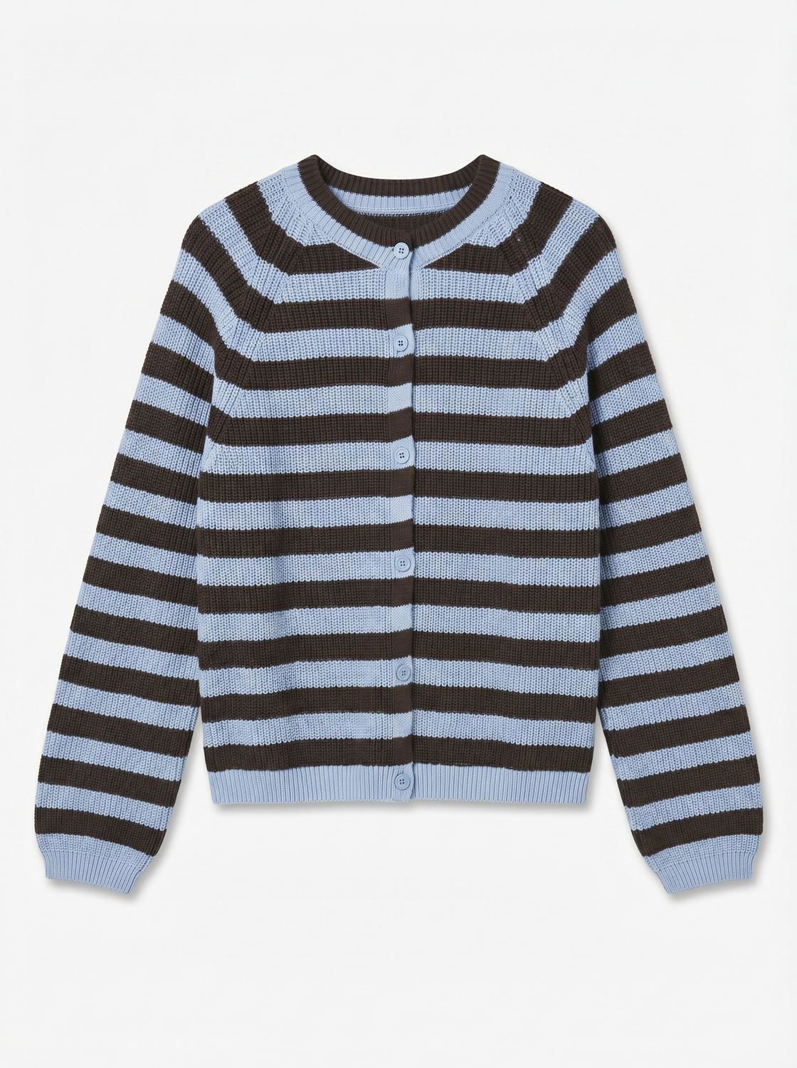 Awannalise Ls O-Neck Knit Cardigan Brun