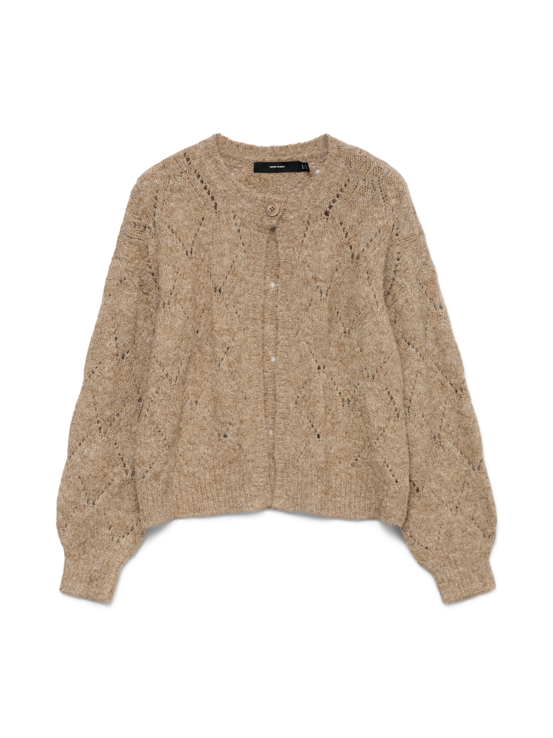 Vmshell Ls O-Neck Onebutton Cardigan Boo Brun