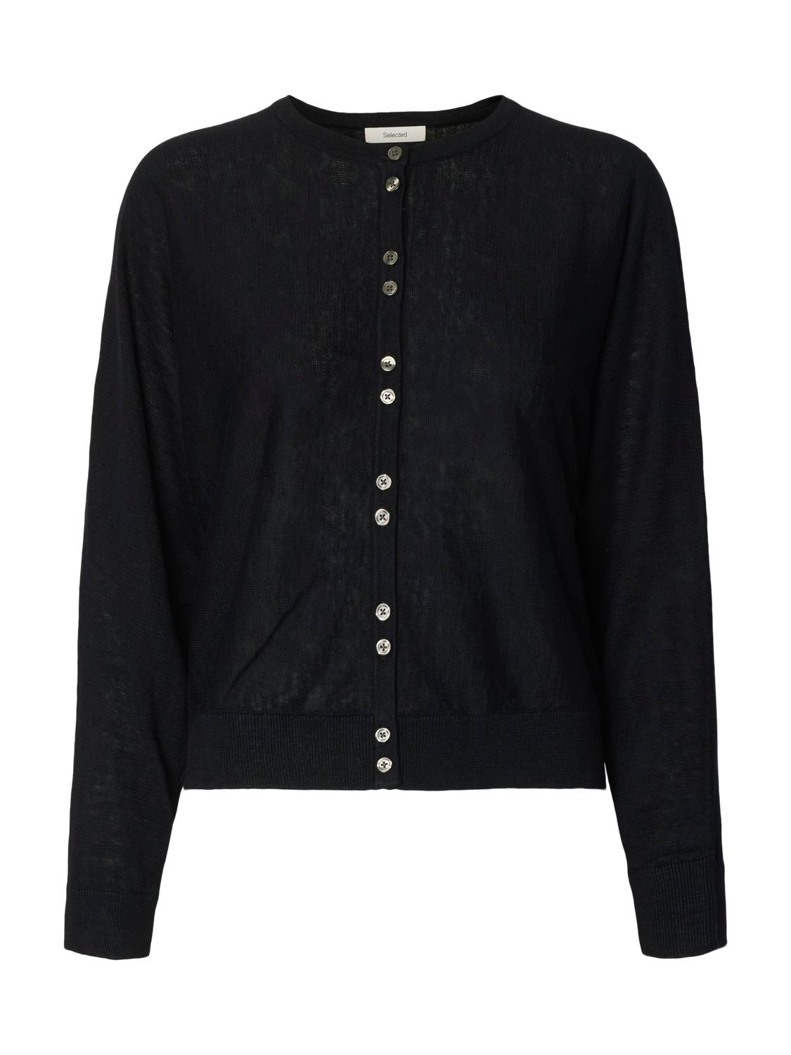 Slfjane Linen Ls Bat Knit Cardigan Sort