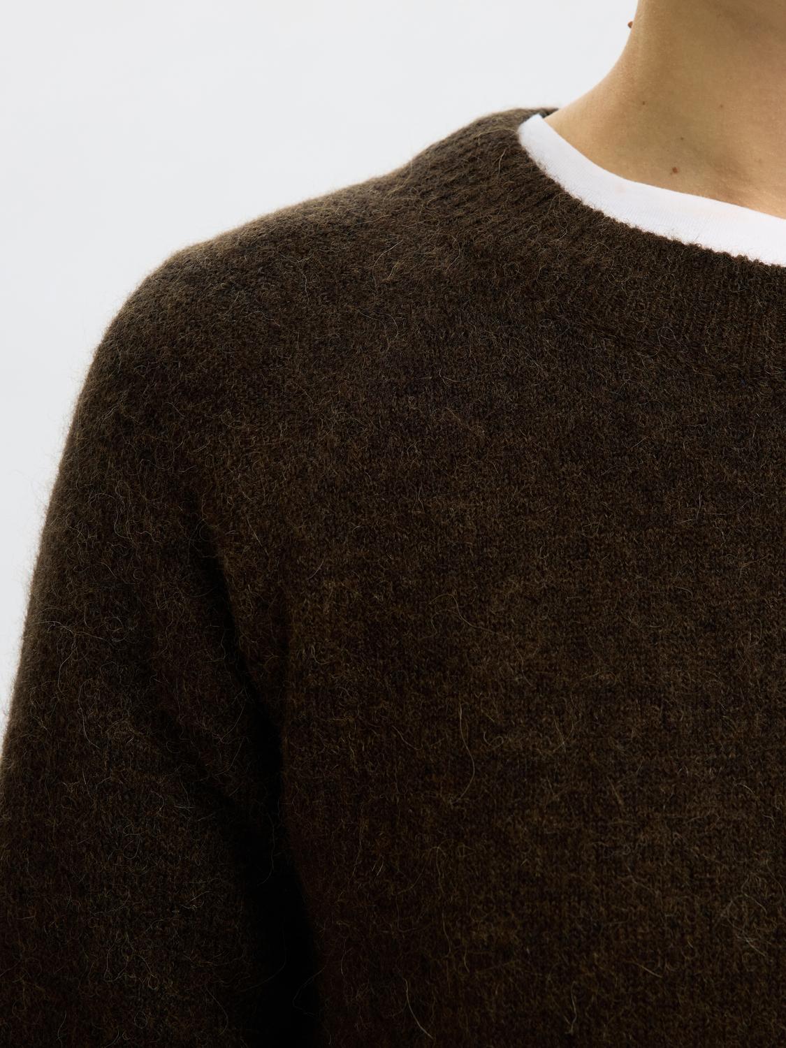 Slflulu Ls Knit O-Neck Noos Mørkebrun