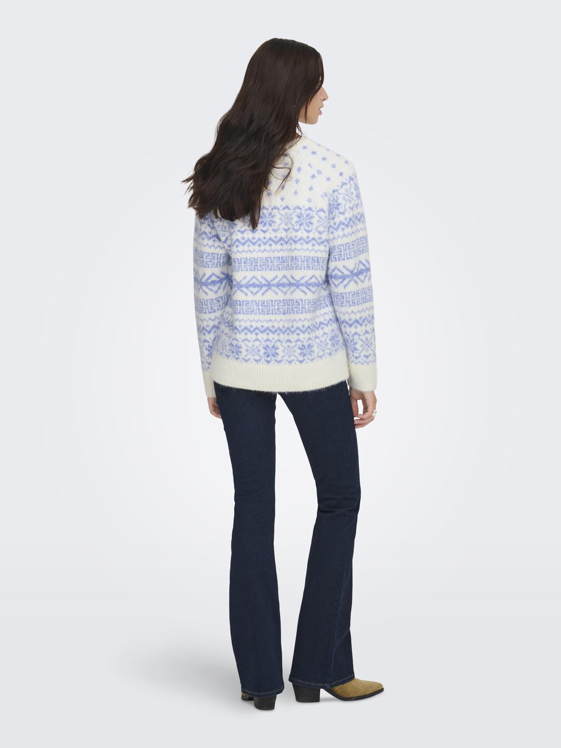 Onlxmas Nordic Ls O-Neck Knt Hvit