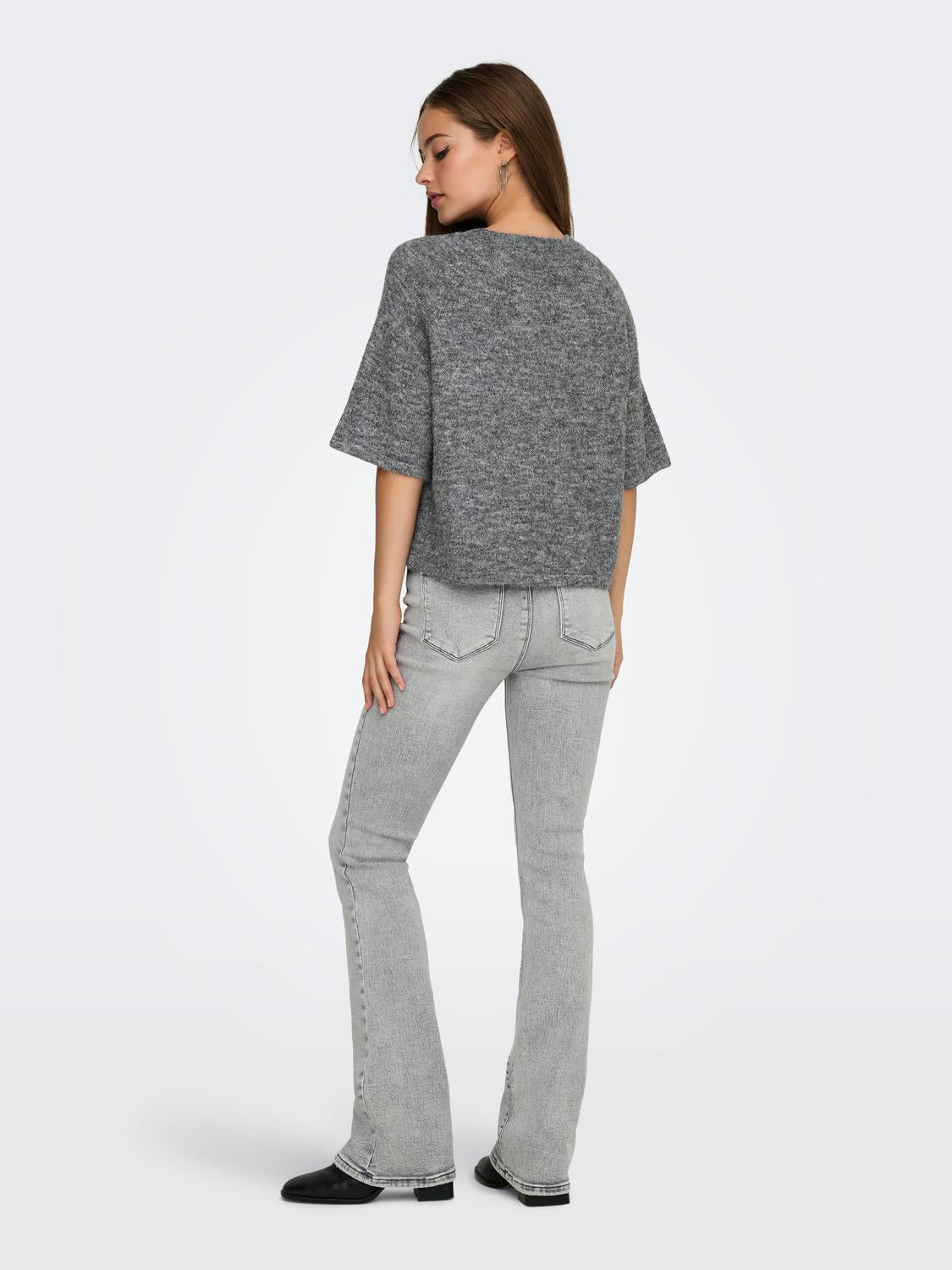 Onlazu 2/4 Raglan O-Neck Knt Grå