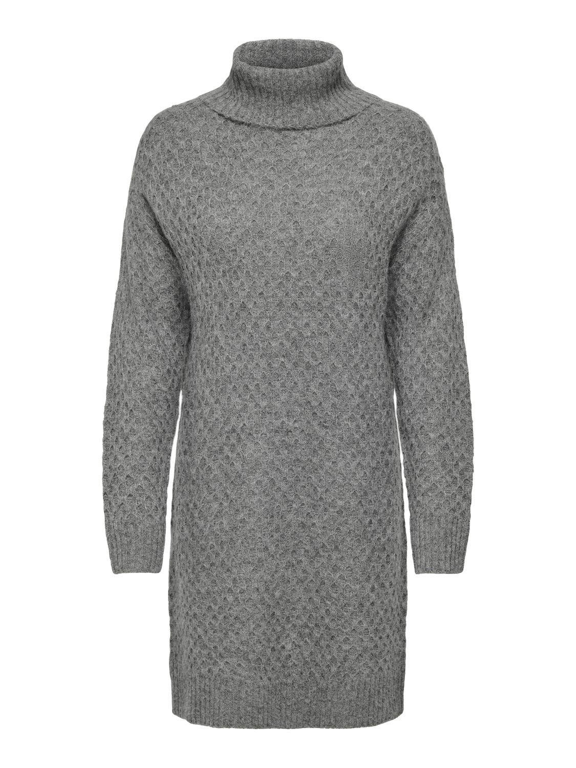 JDYBIGUM L/S COWL NECK DRESS KNT Mellomgrå