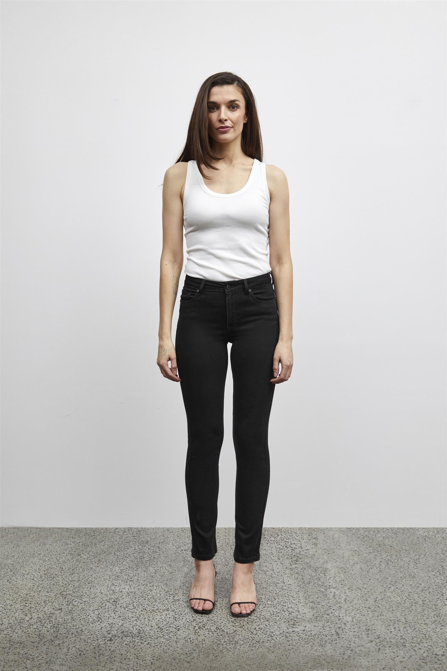 Pzemma Hw Jeans Medium Straight Leg Sort