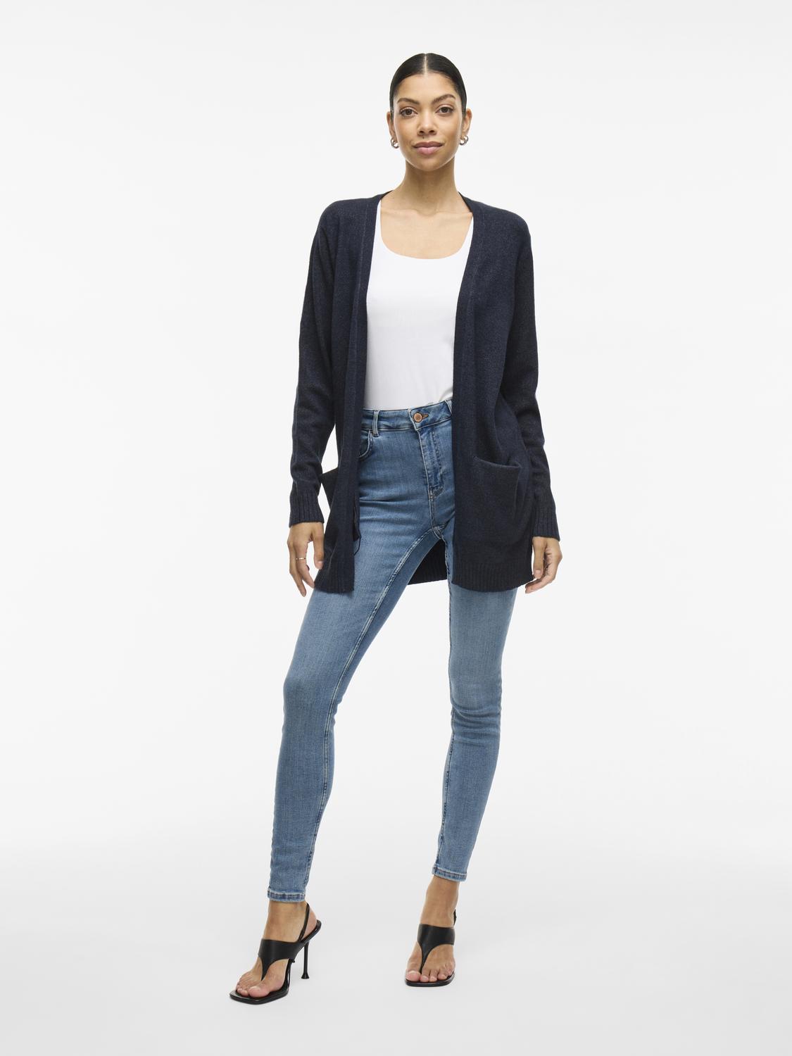 Viril Open L/s Knit Cardigan - Noos Mellomblå