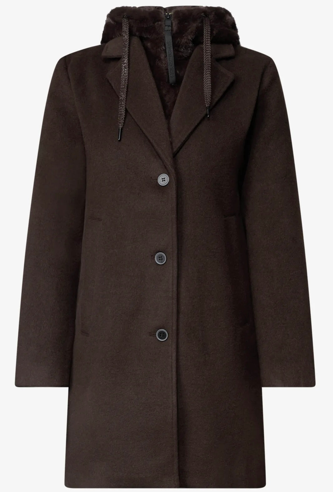 WOOL REVERS COAT W/FUR Brun
