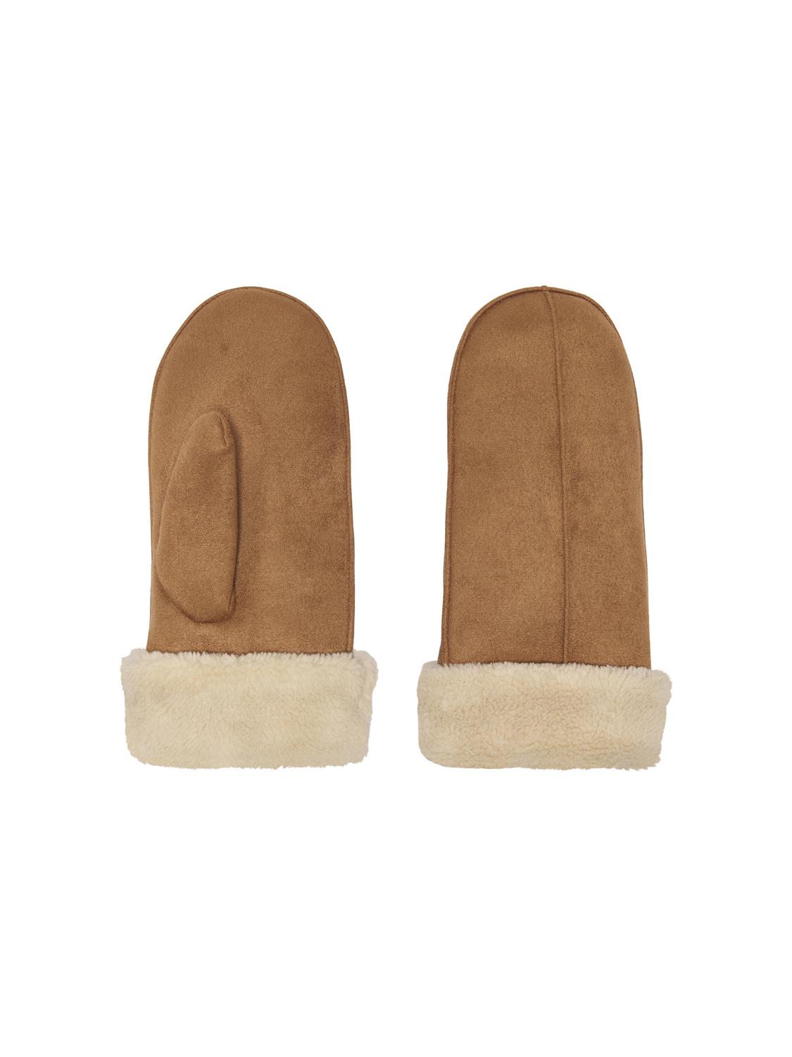 Onlnicki Faux Suede Mittens Acc Mørkebrun