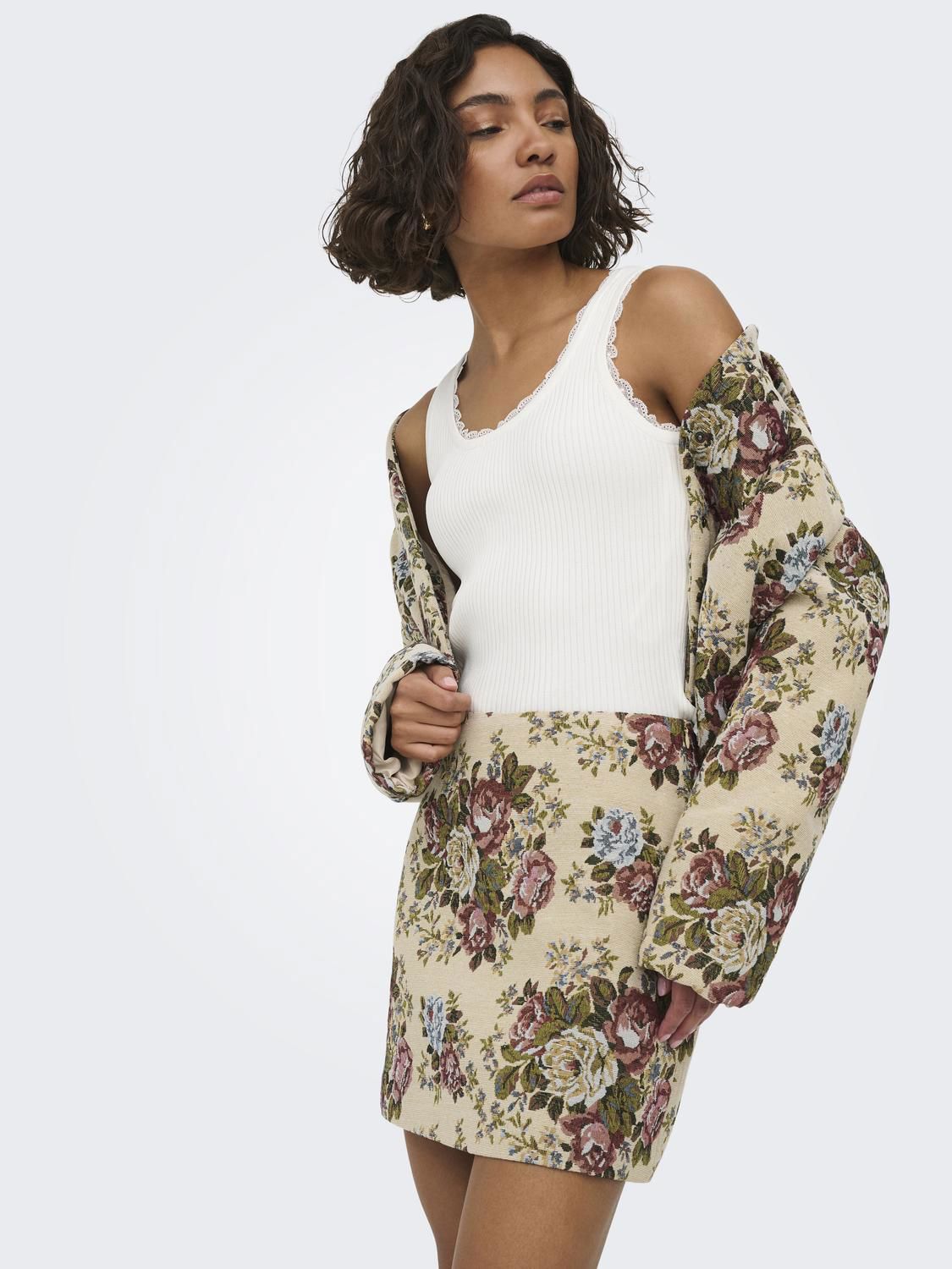 Jdyflola L/s Jacquard Jacket Wvn Hvit