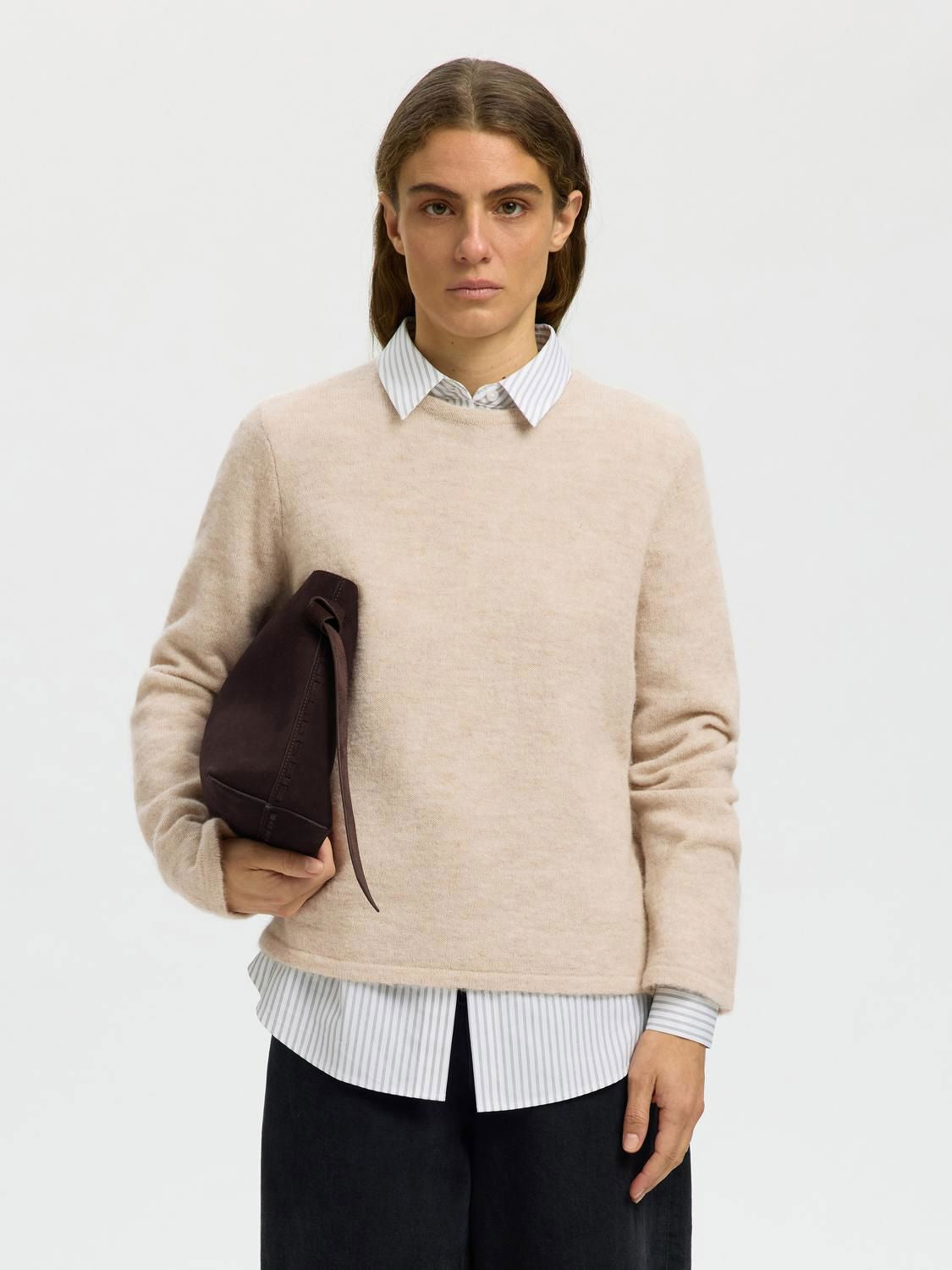 Slwlulu New Ls Knit O-Neck Noos Beige