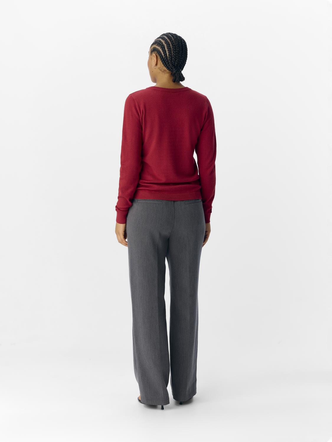 Objthess L/s O-Neck Knit Pullover Noos Mørkerød