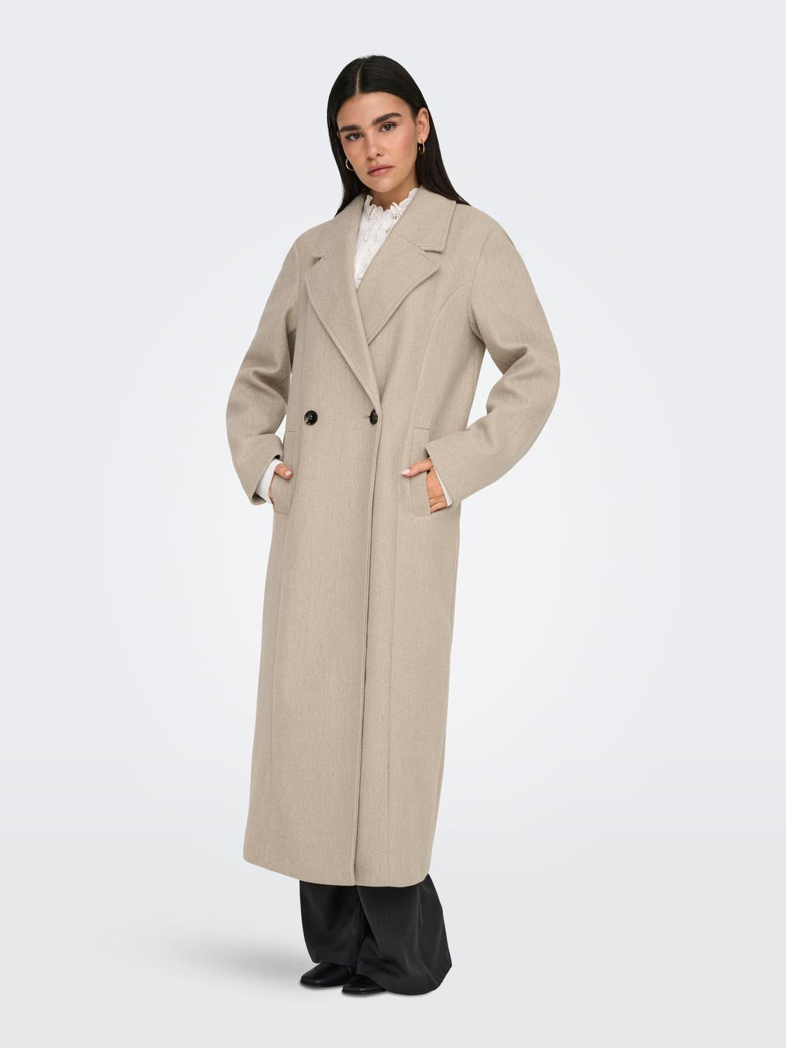 JDYVIOLA X-LONG COAT OTW HAB Lysebrun