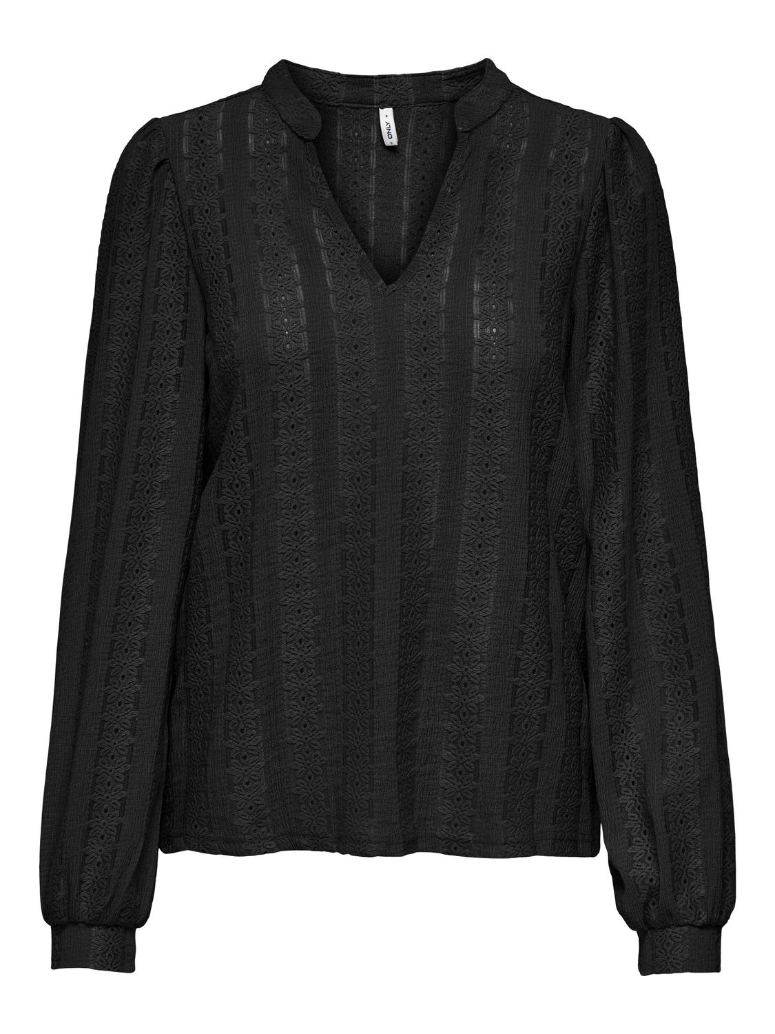 Onlmelanie L/s Split Top Jrs Sort