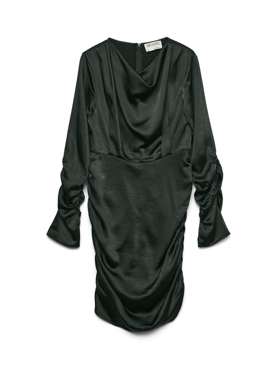 Awbea Ls Cowl Neck Short Dress Mørketurkis