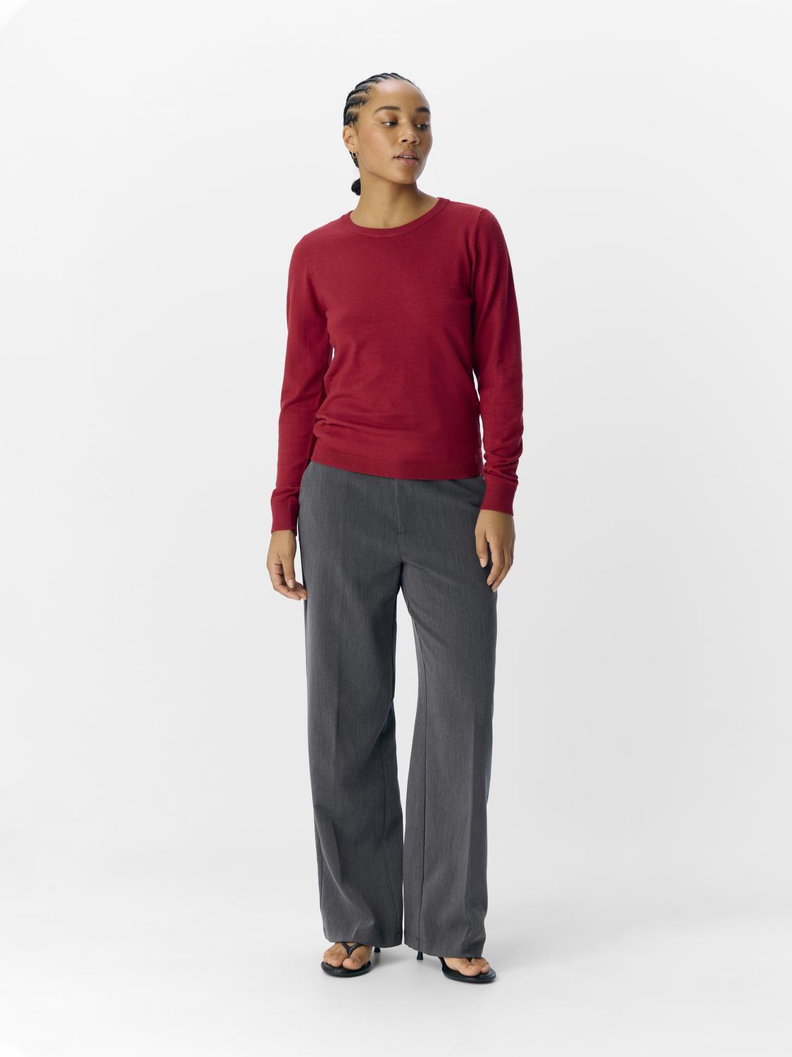 Objthess L/s O-Neck Knit Pullover Noos Rød