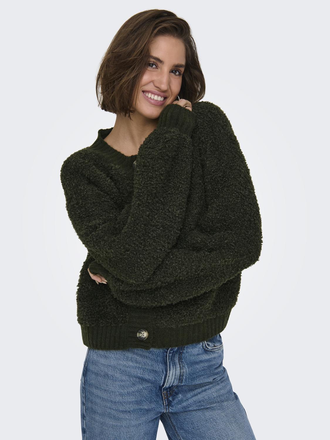 Jdyeira Life L/s Oneck Cardigan Knt Noos Mørkegrønn