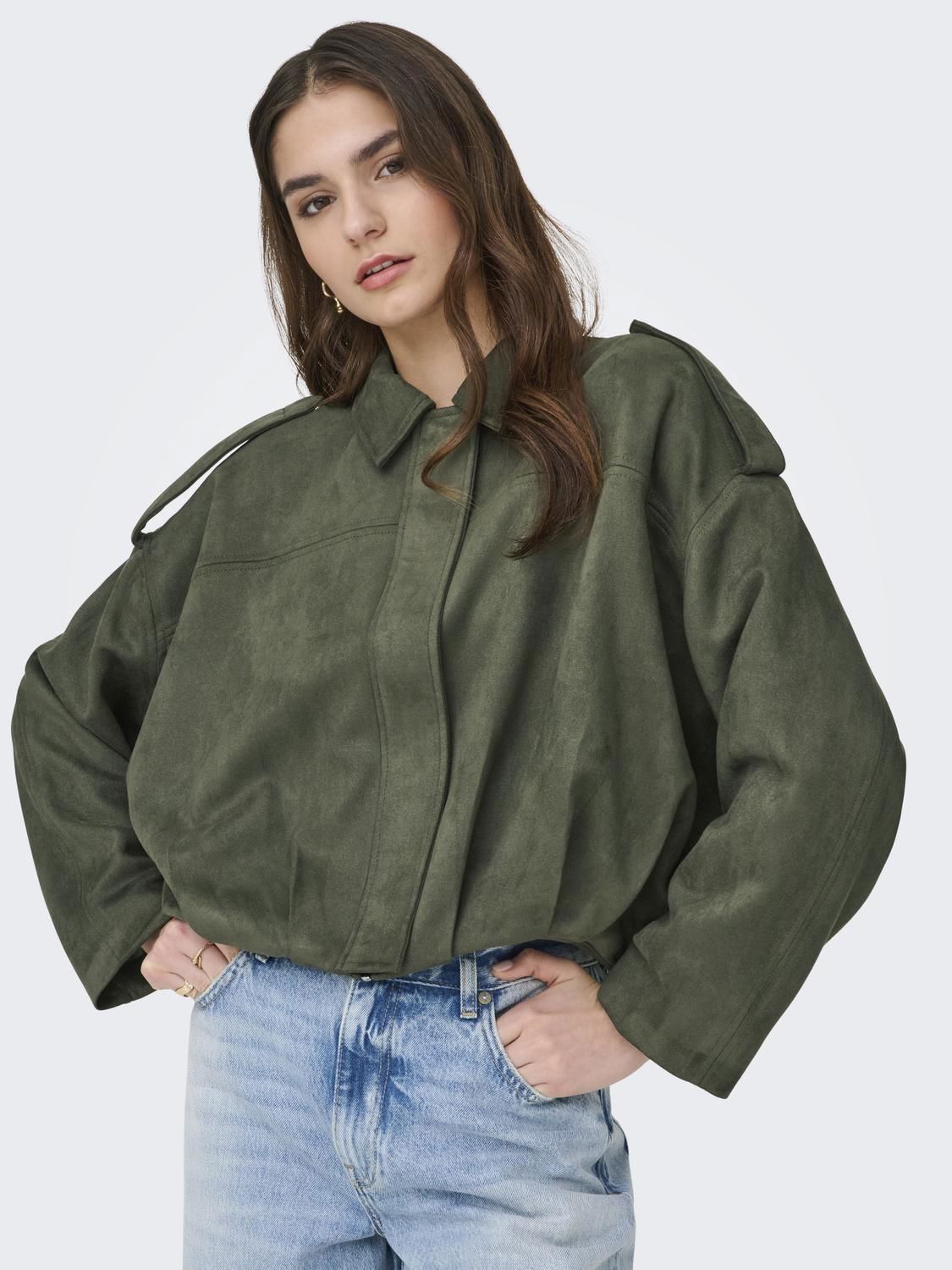 Jdynia Faux Suede Bat Jacket Otw Noos Grønn